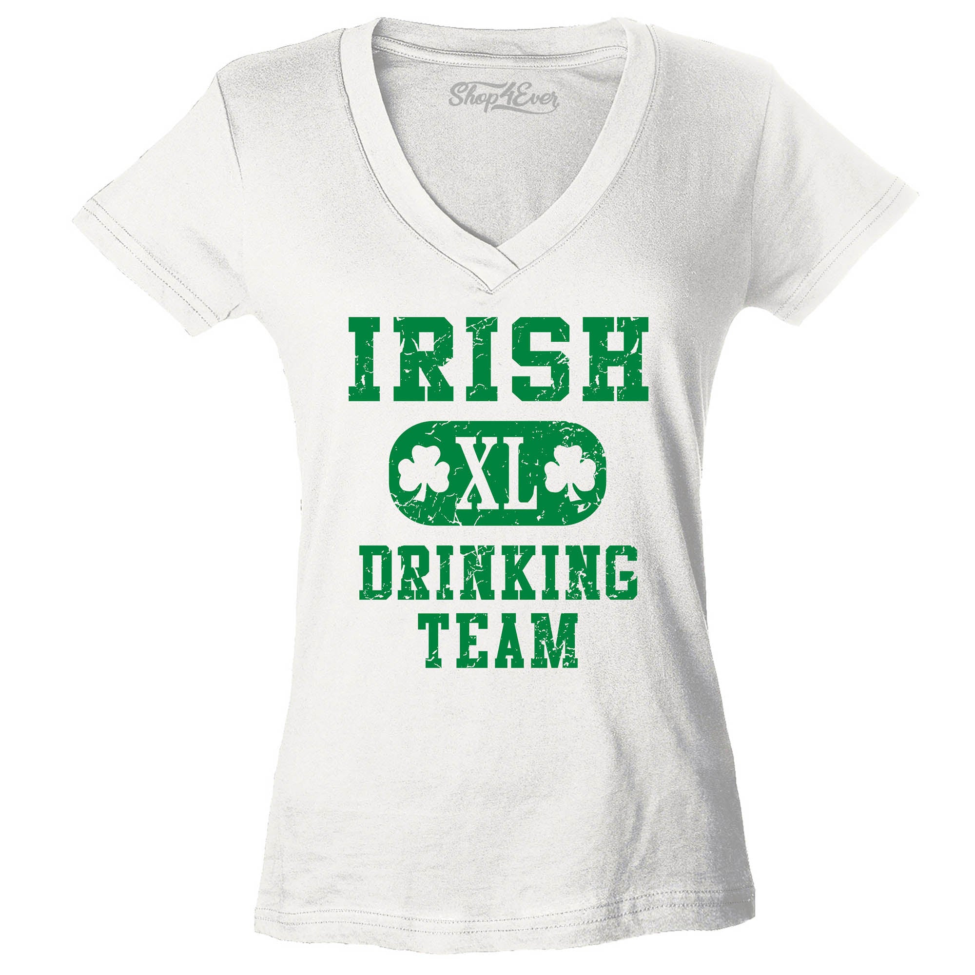 Irish Drinking Team Women's V-Neck T-Shirt St. Patrick's Day Shirts Slim FIT