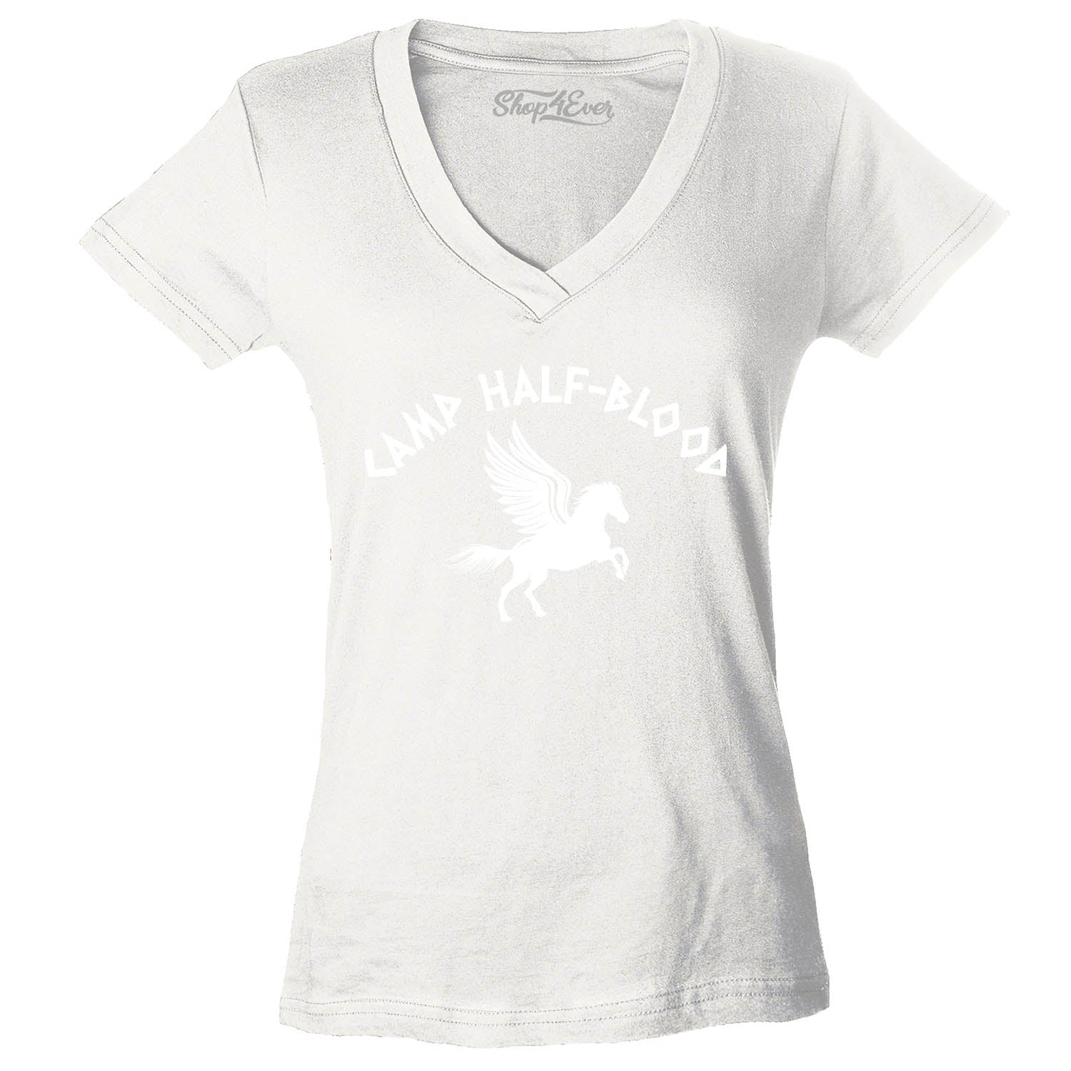 Camp Half Blood White Women's V-Neck T-Shirt Slim FIT