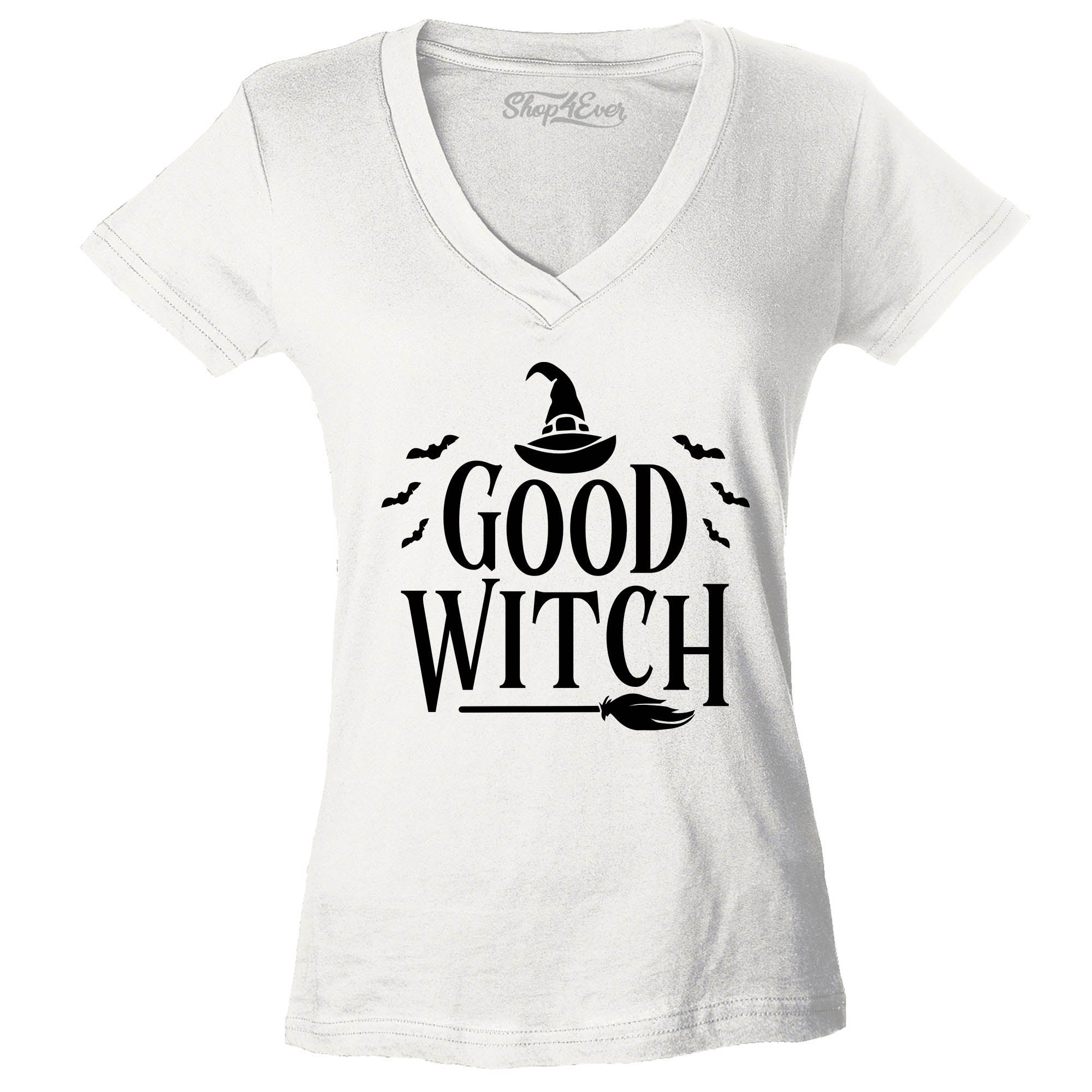 Good Witch ~ Bad Witch Matching Halloween Costume Women's V-Neck T-Shirt Slim Fit