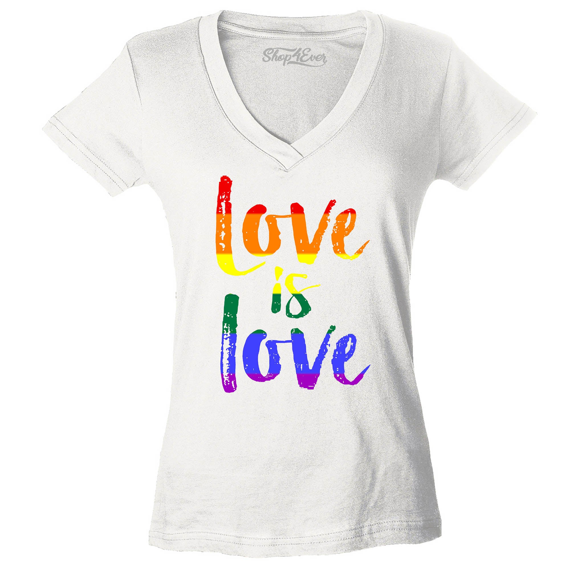 Love is Love Women's V-Neck T-Shirt Gay Pride Shirts Slim FIT