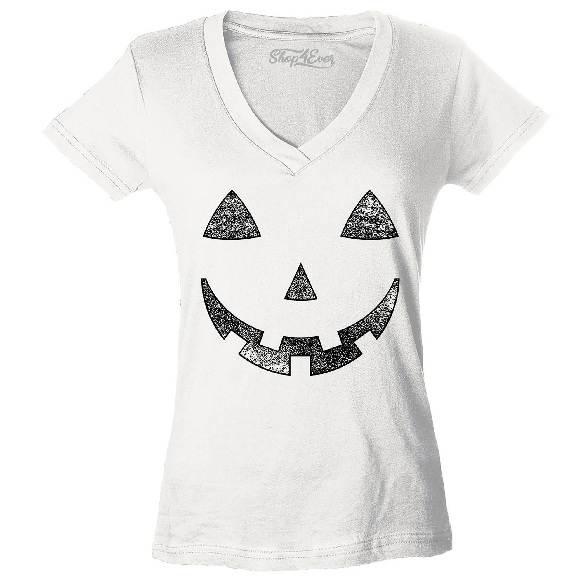 ack O' Lantern Halloween Pumpkin Costume Women's V-Neck T-Shirt Slim Fit