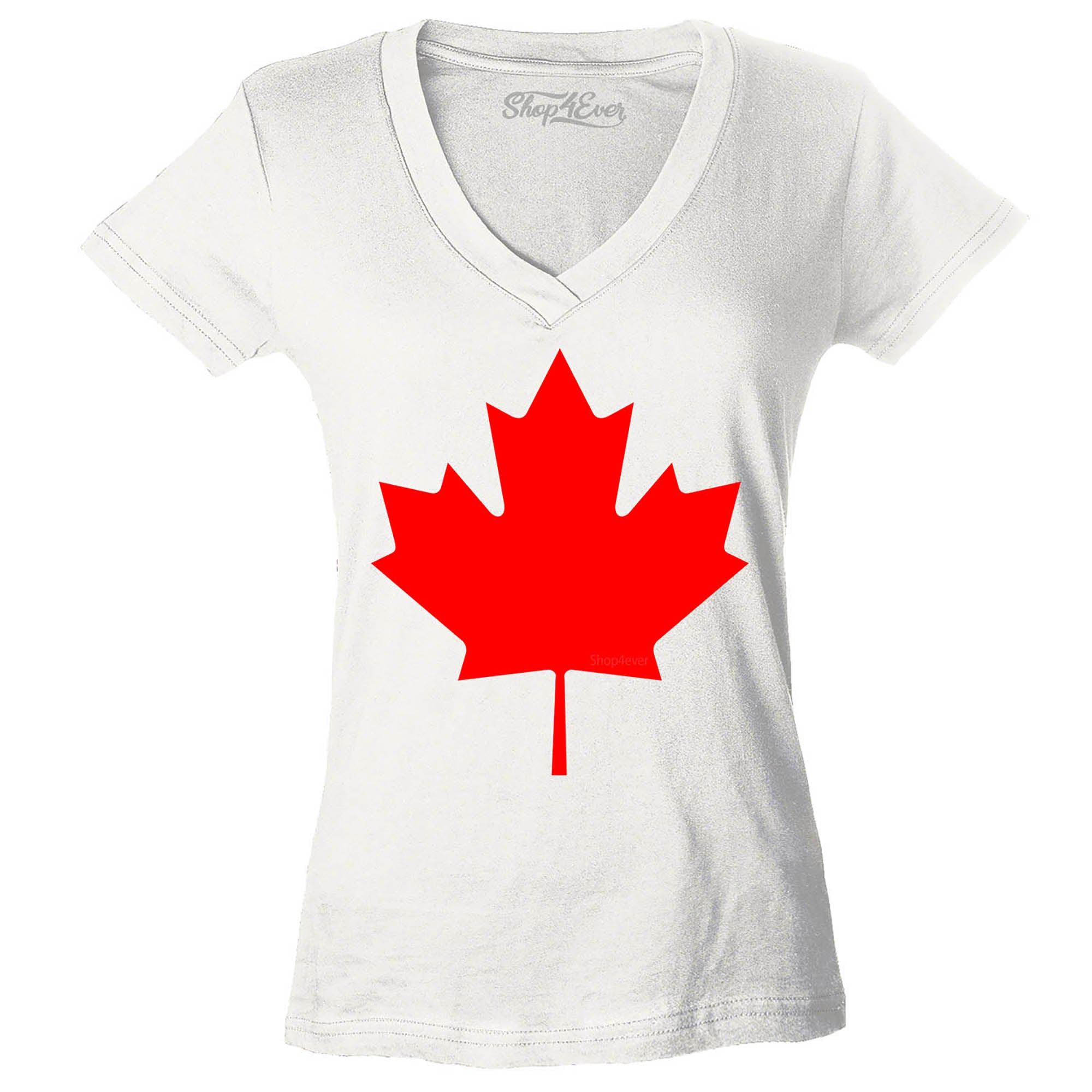 Canada Red Leaf Women's V-Neck T-Shirt Slim FIT