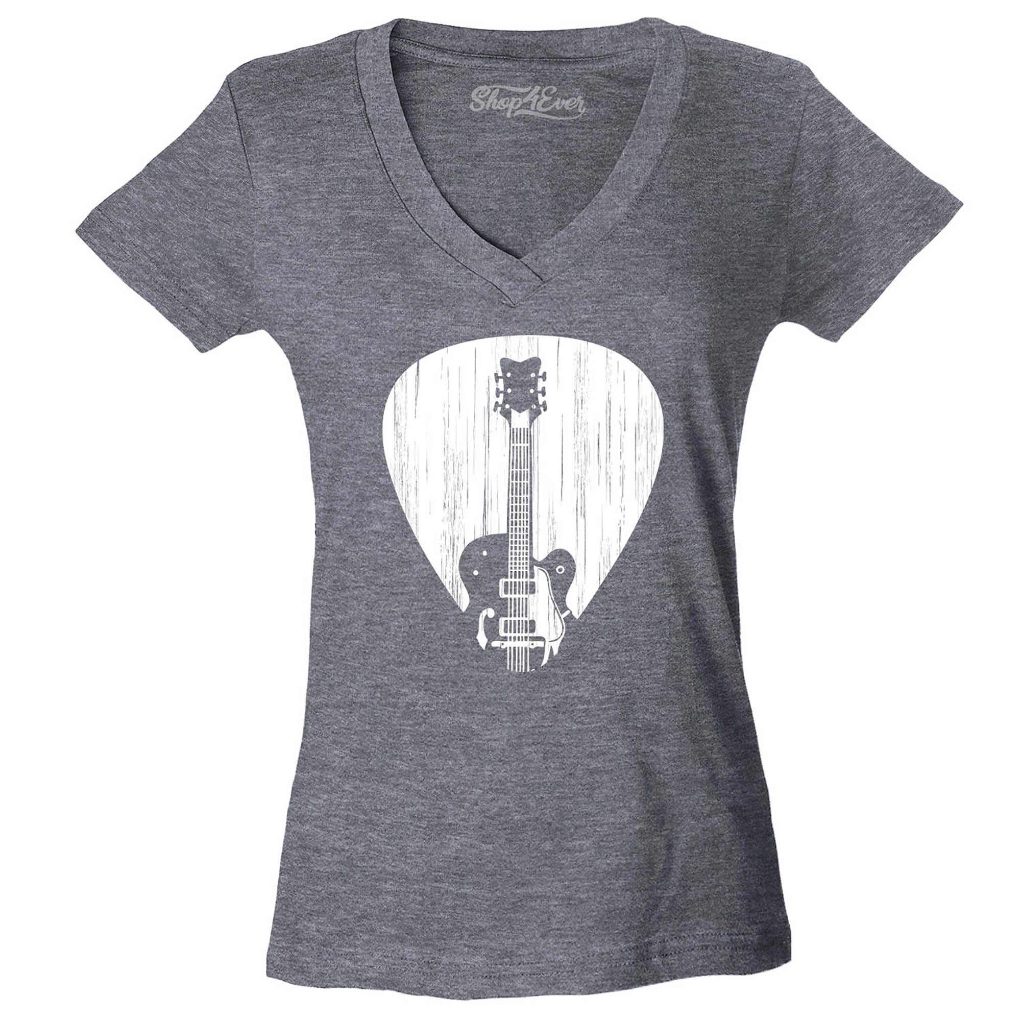 Electric Guitar Pick Musician Women's V-Neck T-Shirt Slim Fit