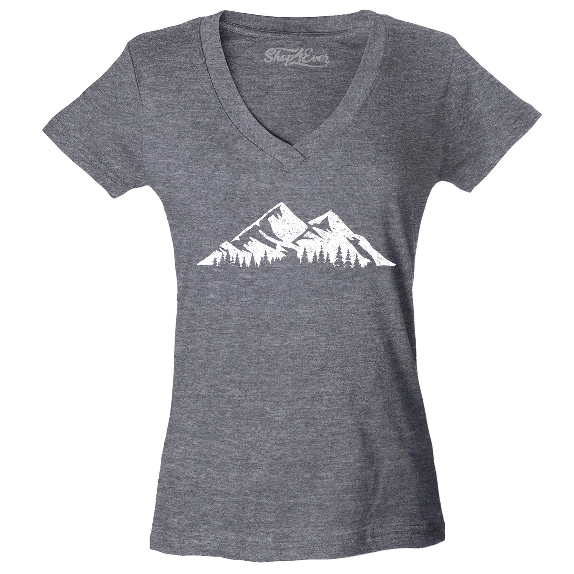 Mountains Scenery Nature Wildlife Women's V-Neck T-Shirt Slim Fit