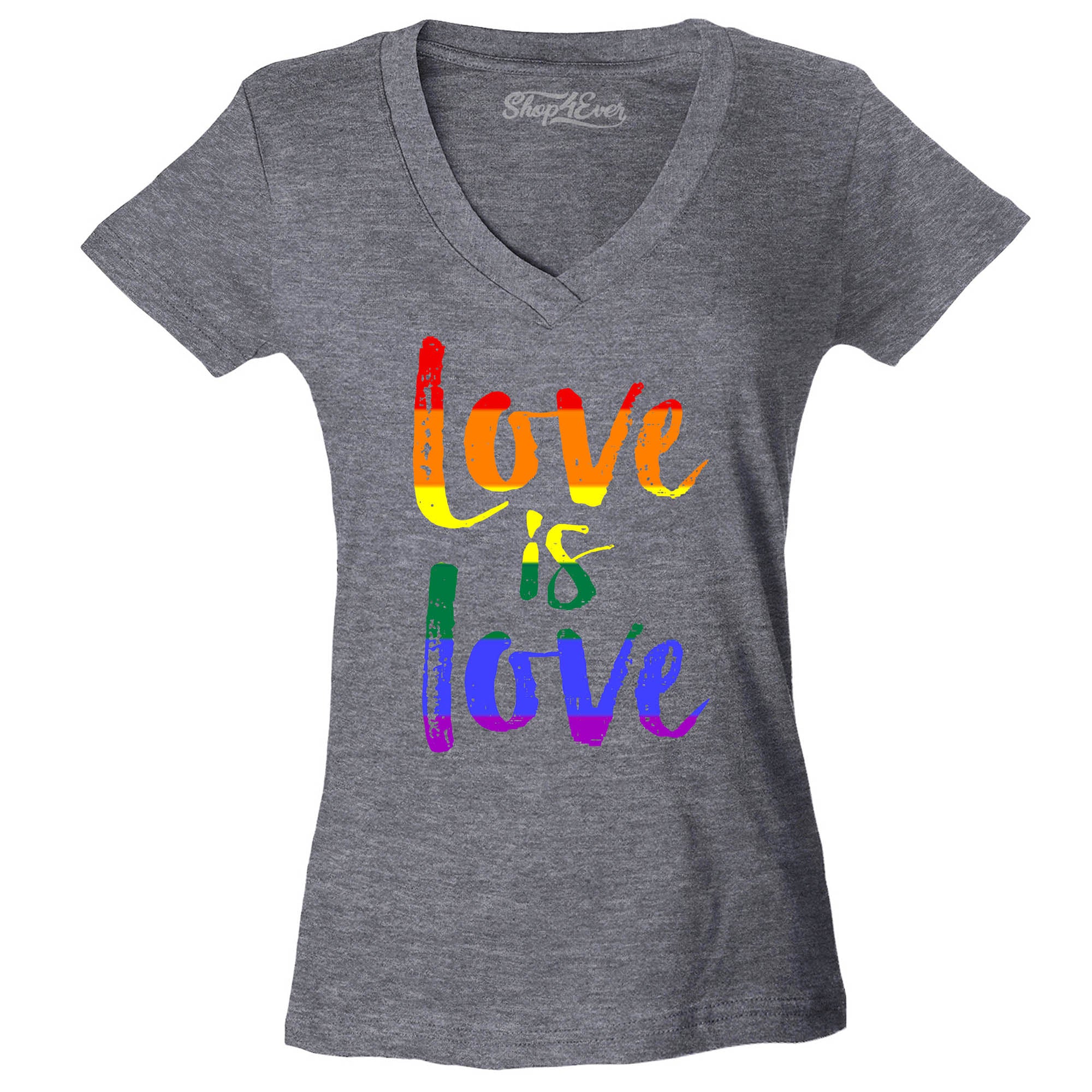 Love is Love Women's V-Neck T-Shirt Gay Pride Shirts Slim FIT
