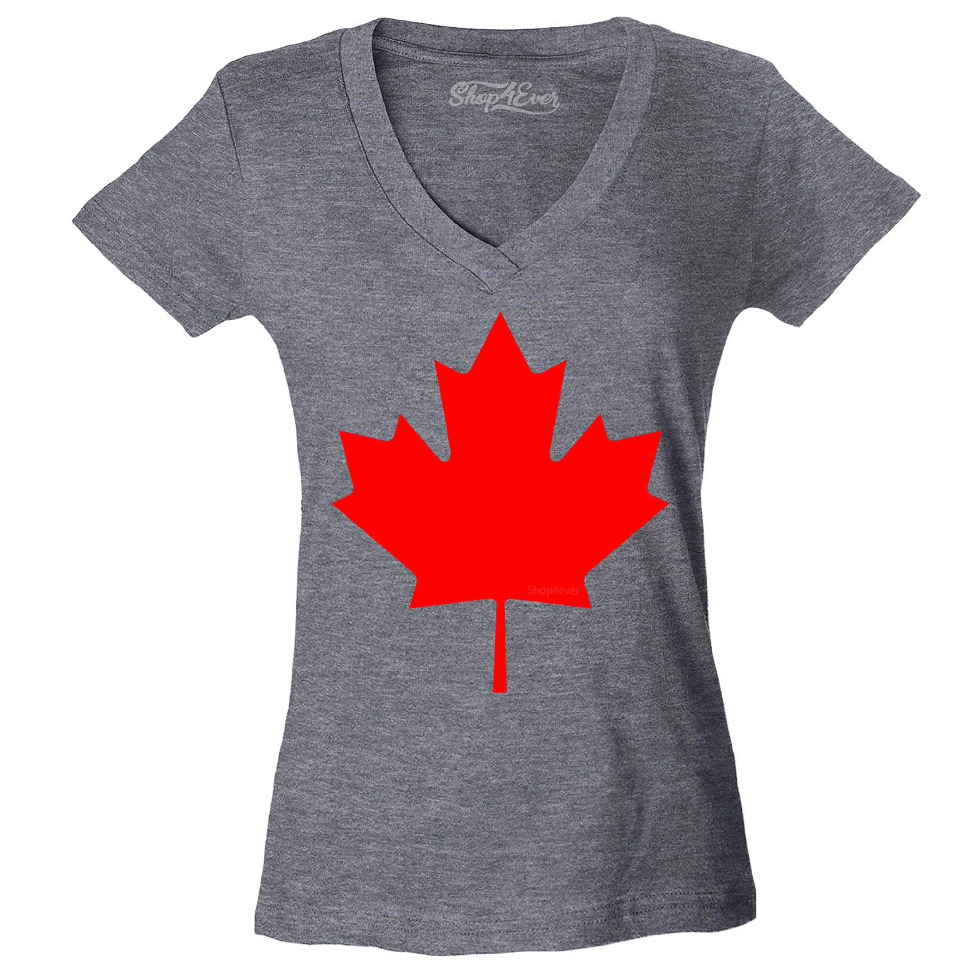 Canada Red Leaf Women's V-Neck T-Shirt Slim FIT