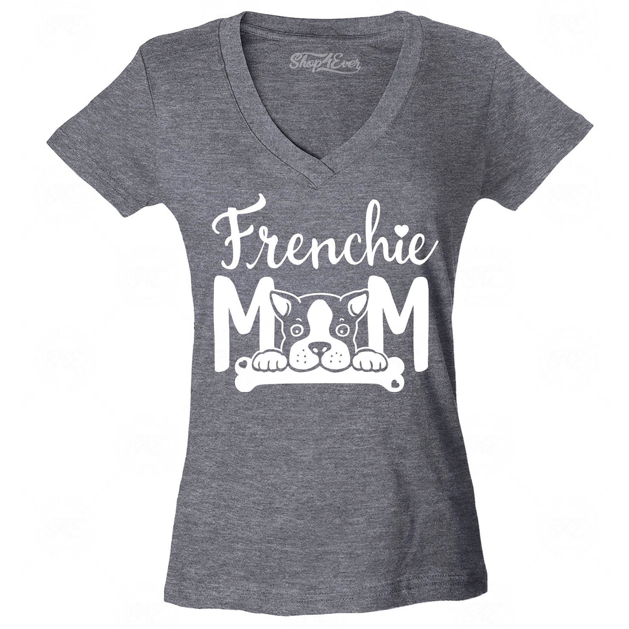 Frenchie Mom Women's V-Neck T-Shirt Slim Fit