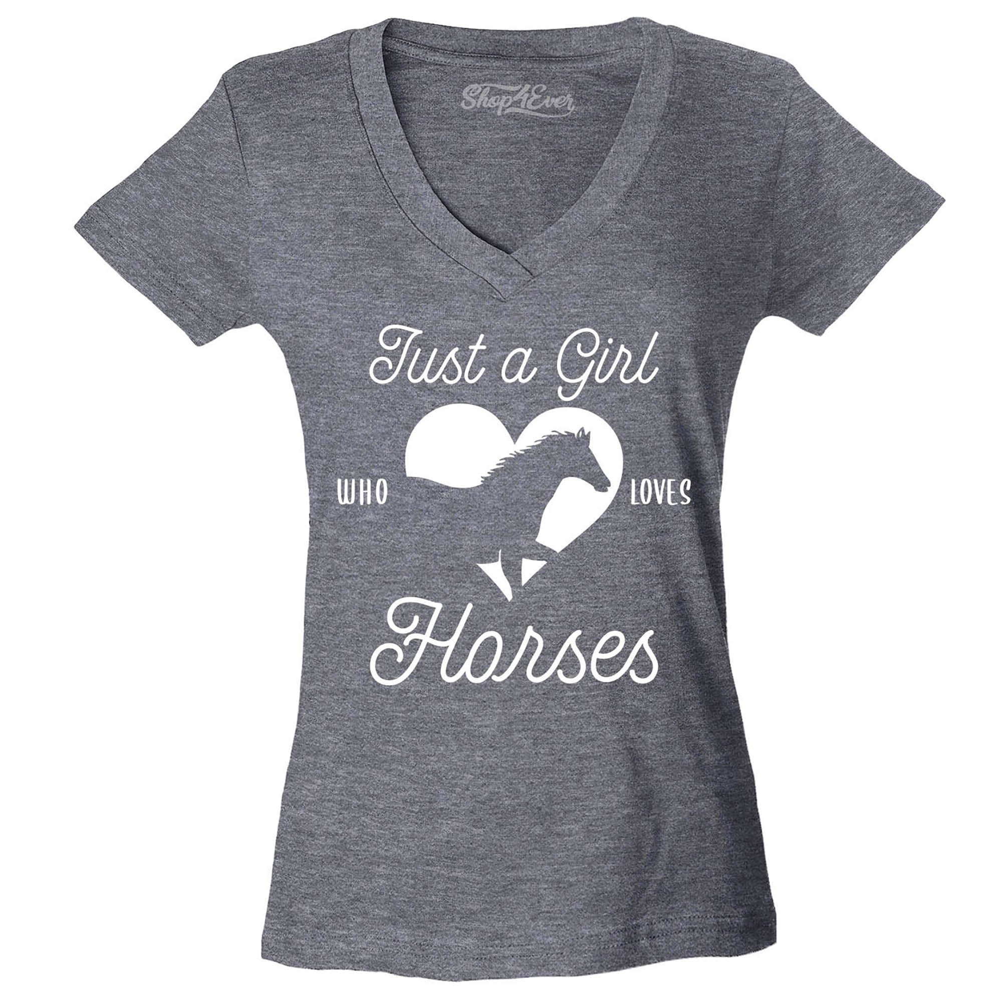 Just A Girl Who Loves Horses Women's V-Neck T-Shirt Slim Fit
