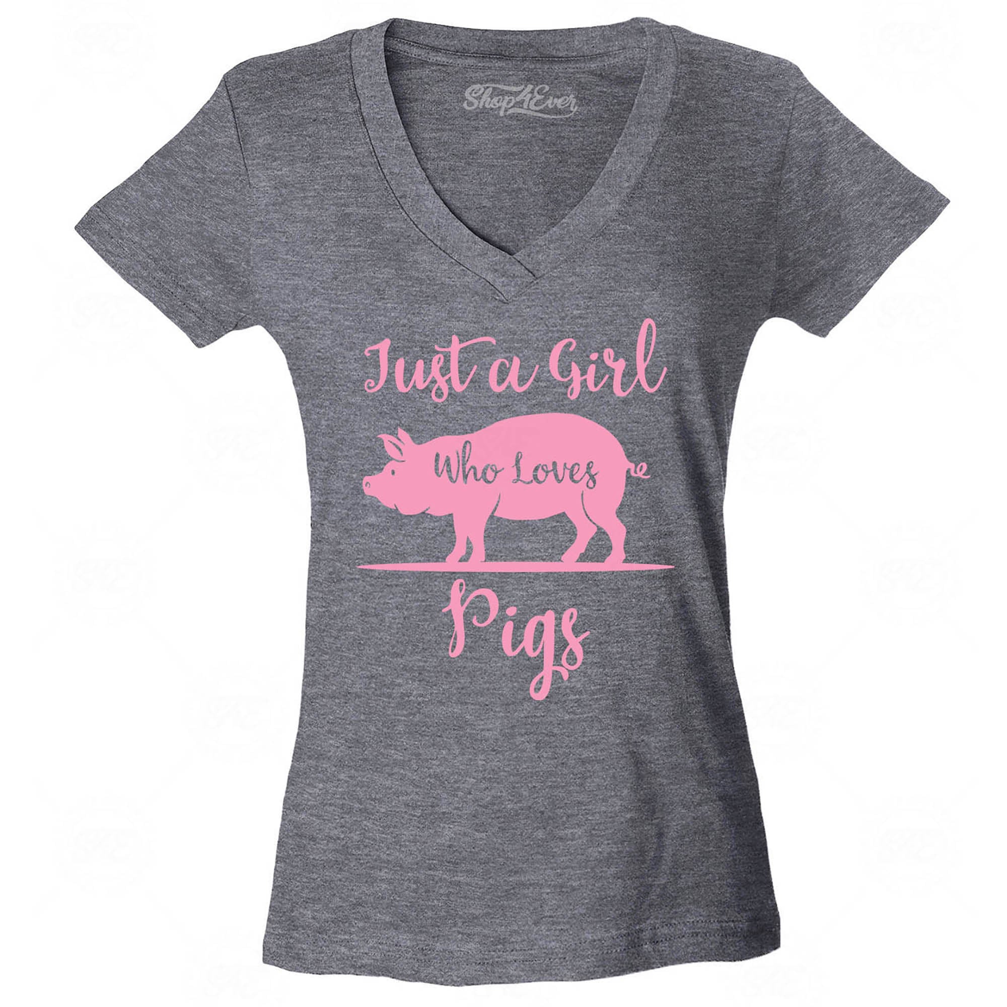 Just A Girl Who Loves Pigs Women's V-Neck T-Shirt Slim Fit