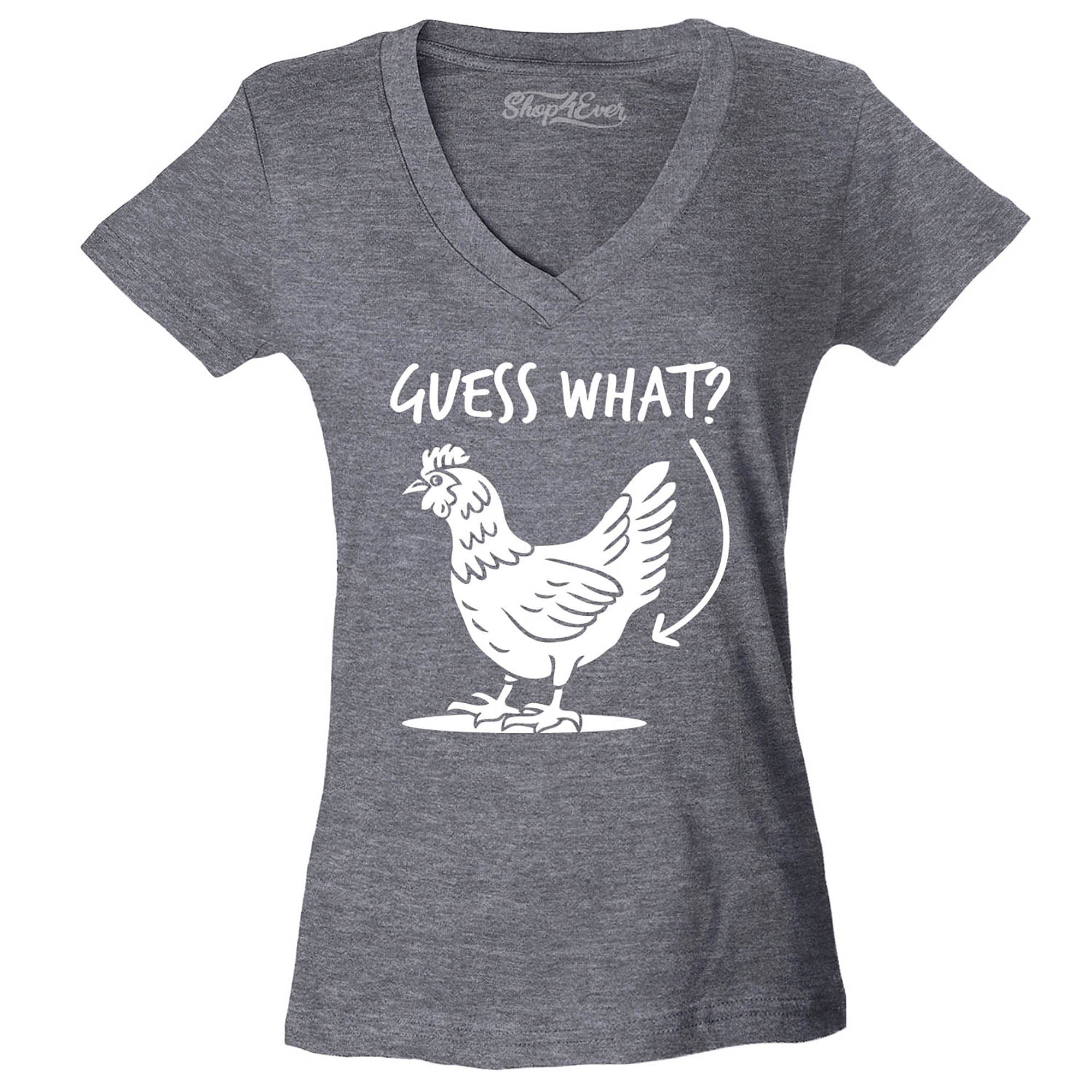 Guess What? Chicken Butt Women's V-Neck T-Shirt Slim Fit
