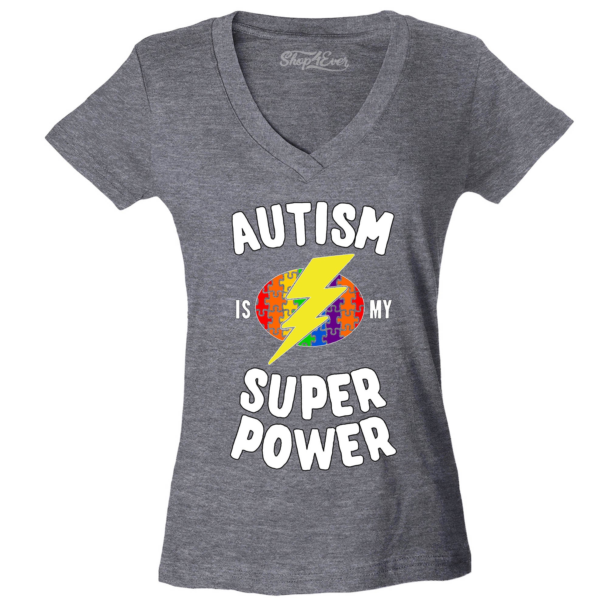 Autism is My Super Power Women's V-Neck T-Shirt Autism Awareness Shirts