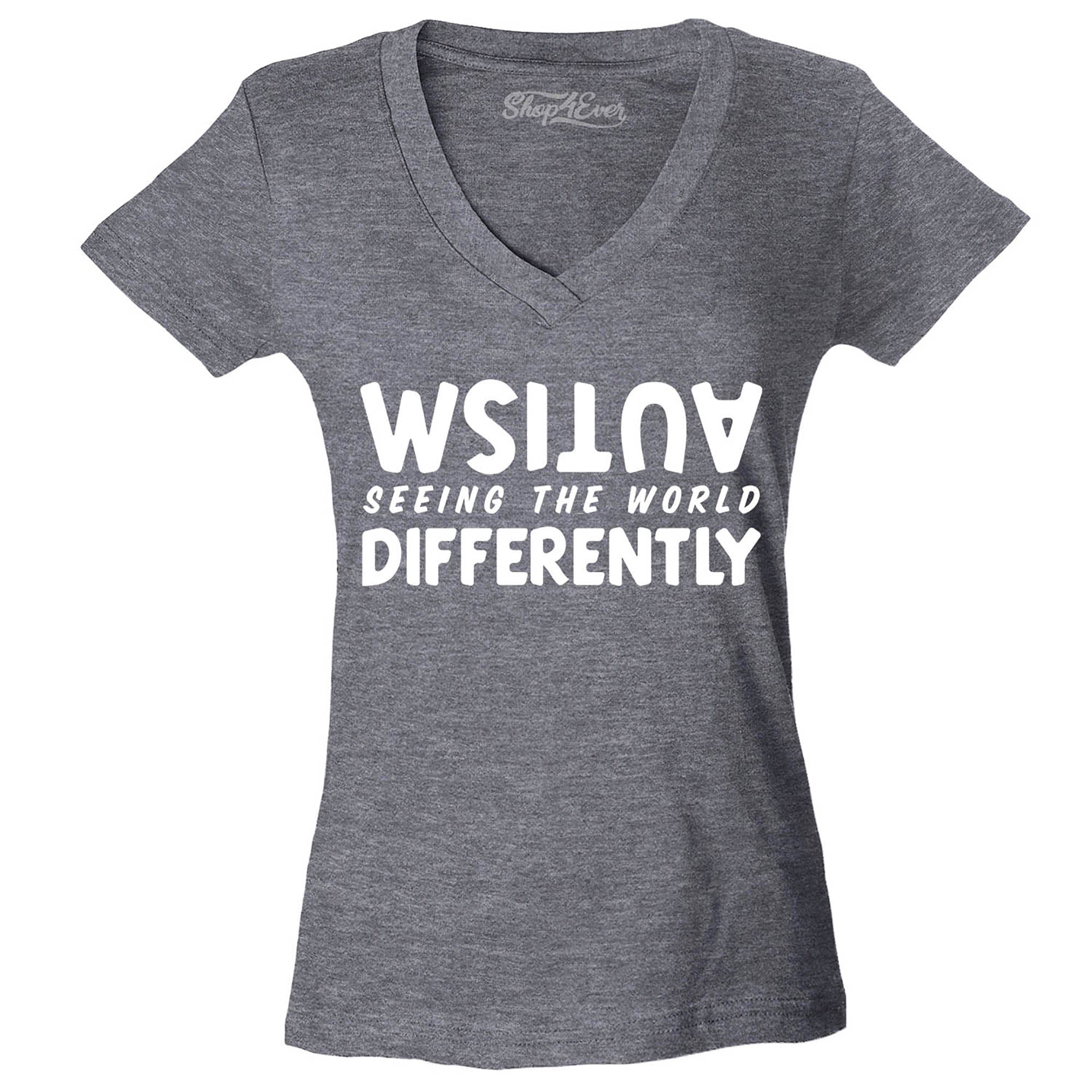 Autism Seeing The World Differently Women's V-Neck T-Shirt Slim Fit