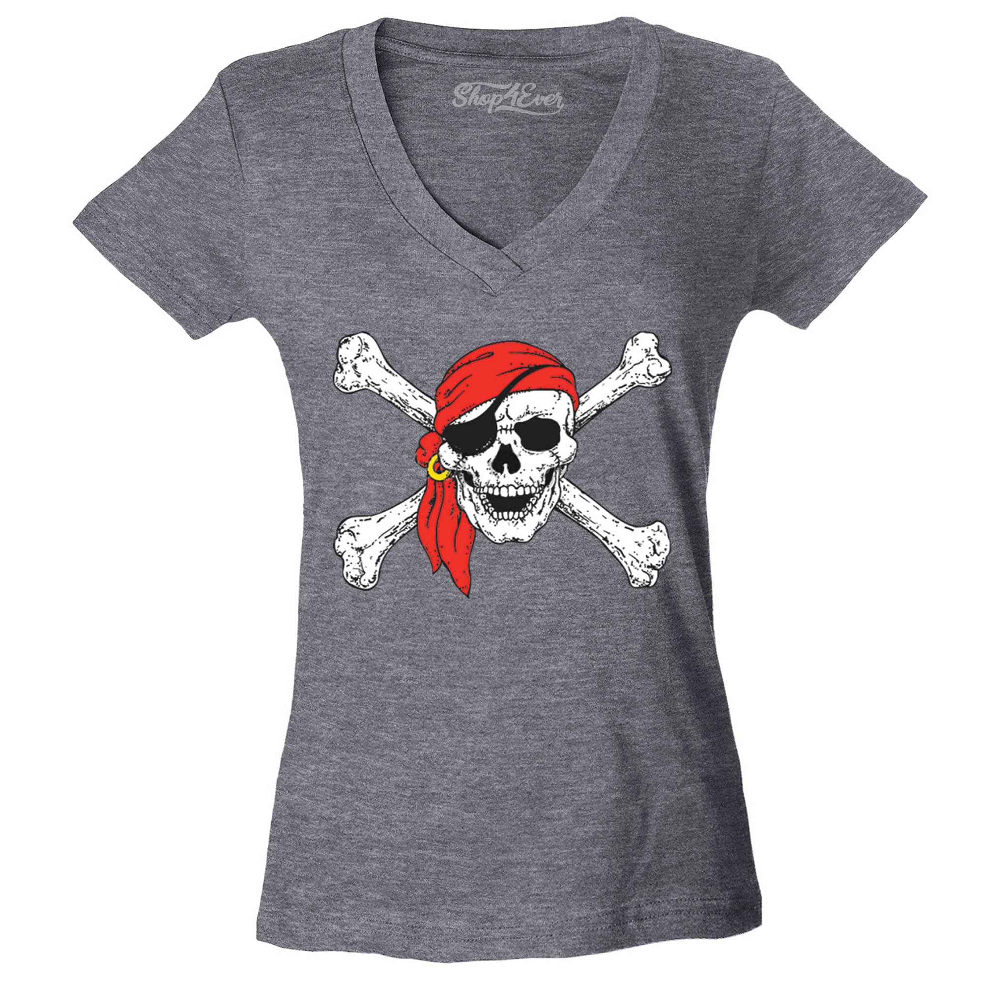 Pirate Buccaneer Costume Women's V-Neck T-Shirt Slim FIT