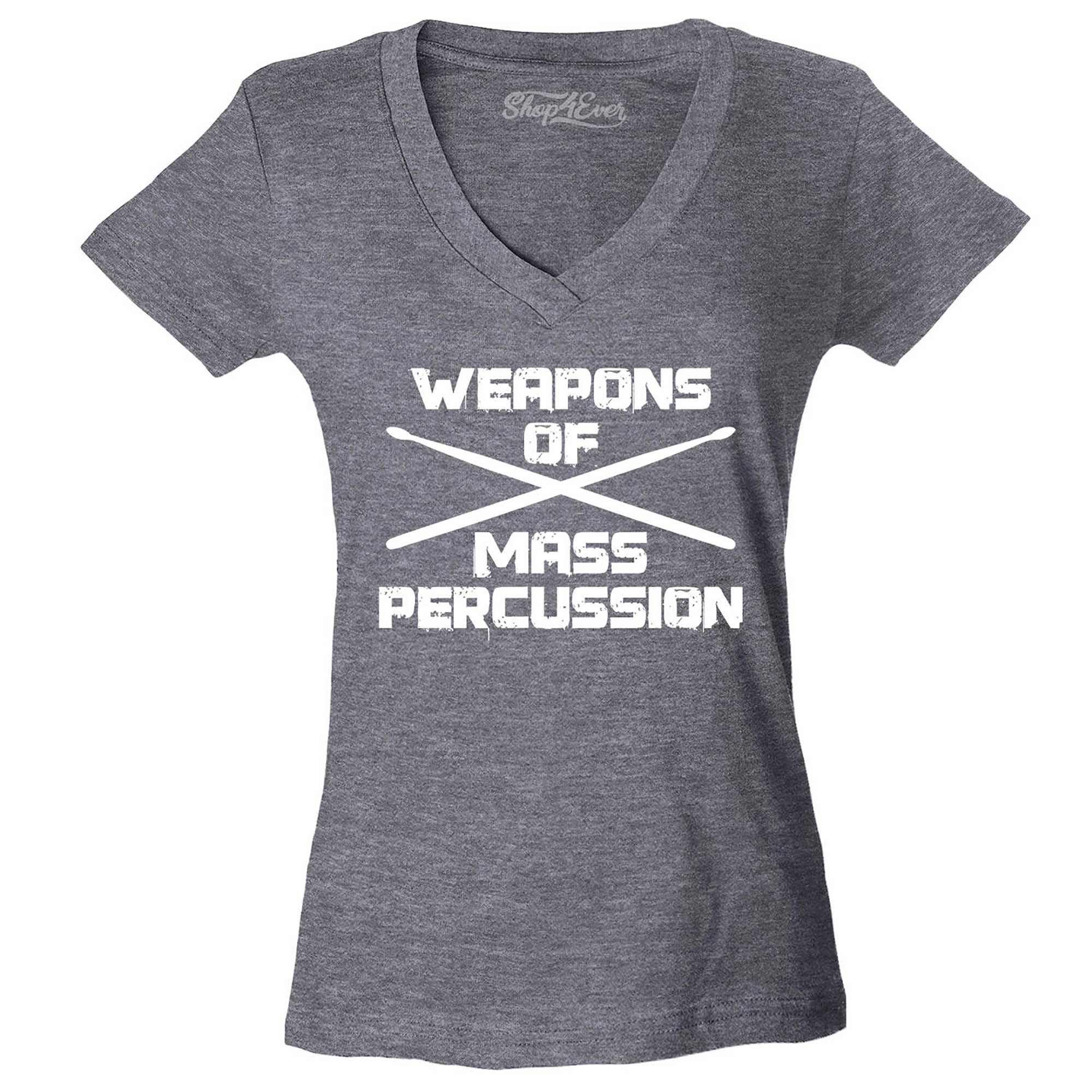 Weapons of Mass Percussion Drumsticks Drummer Women's V-Neck T-Shirt Slim Fit