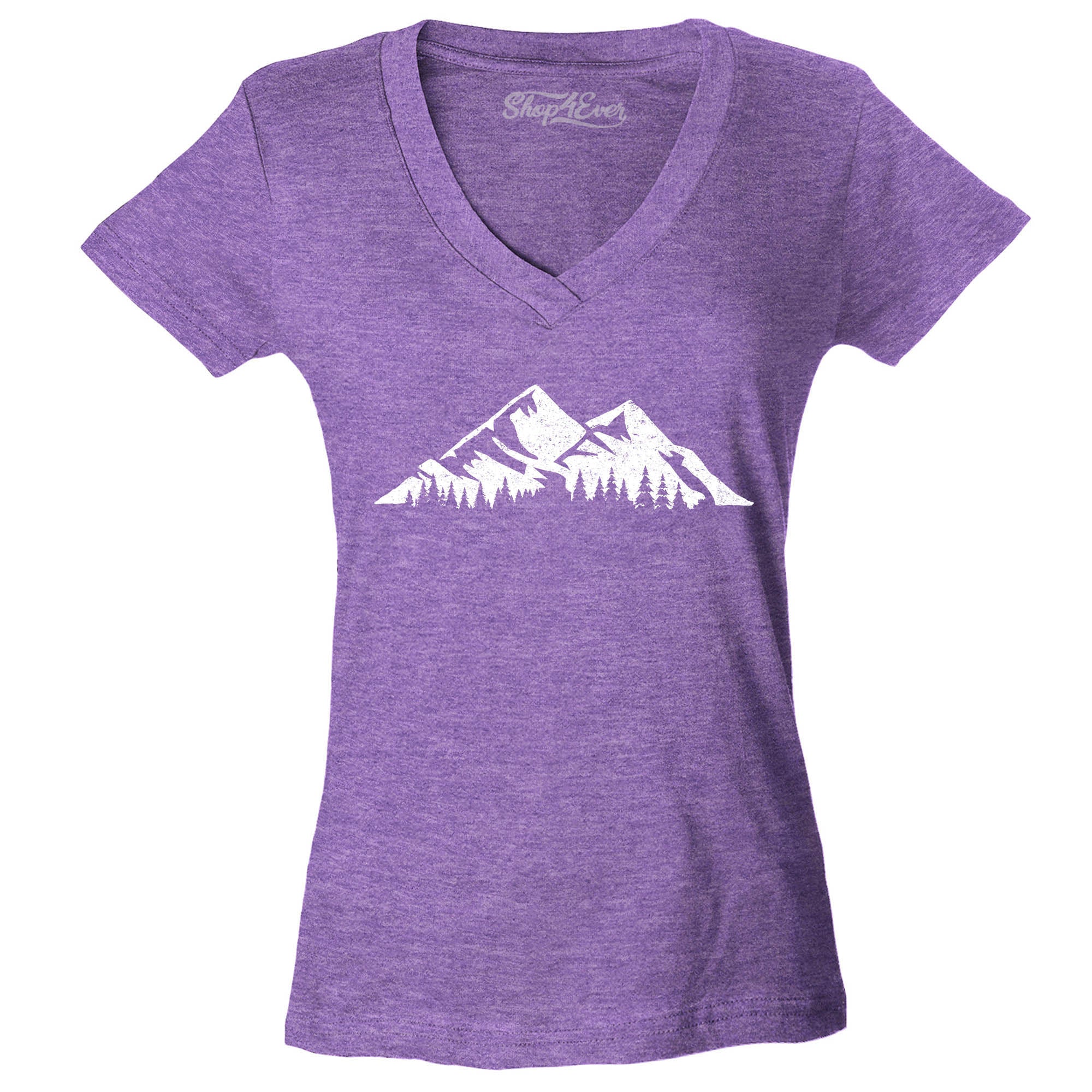 Mountains Scenery Nature Wildlife Women's V-Neck T-Shirt Slim Fit
