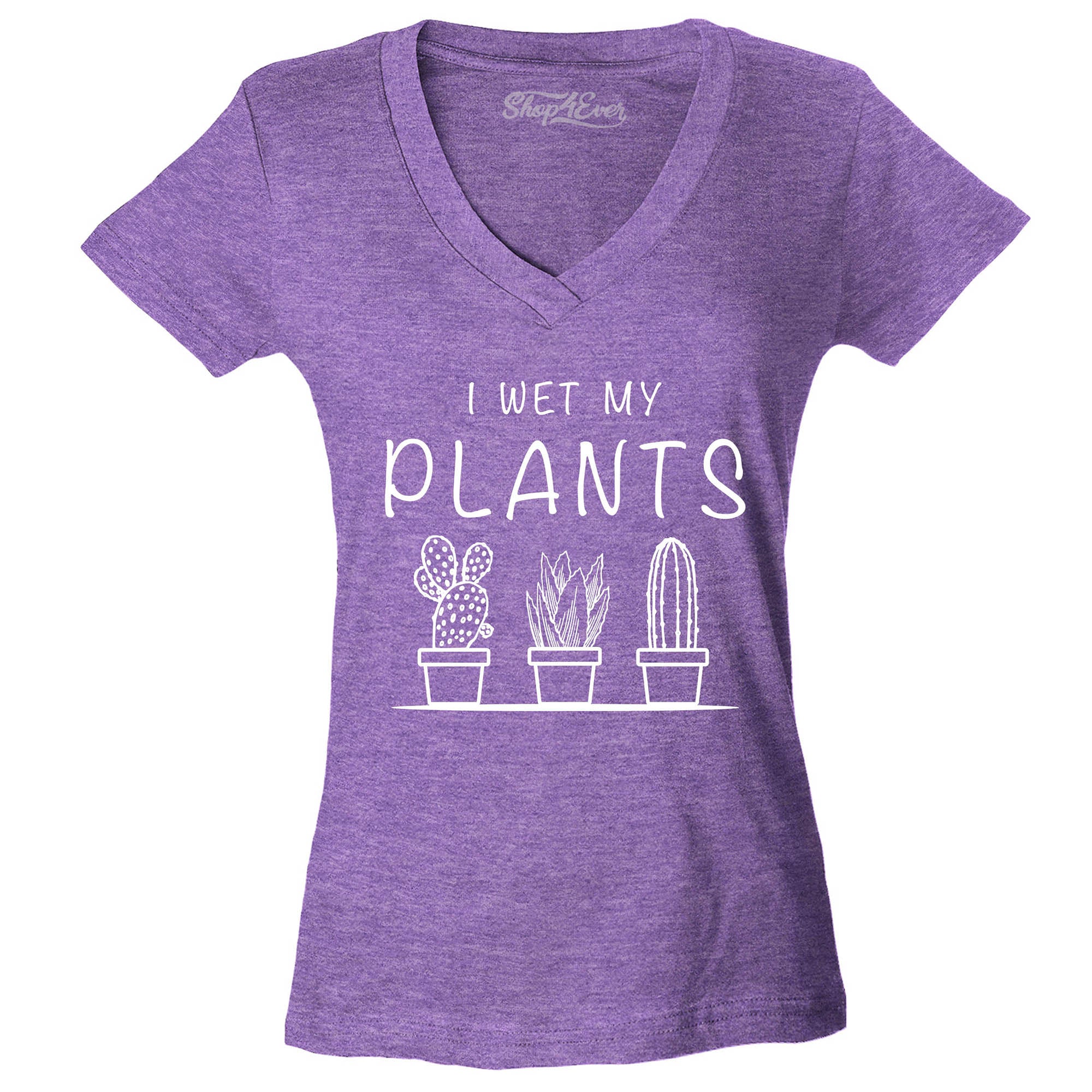 I Wet My Plants Women's V-Neck T-Shirt Slim Fit
