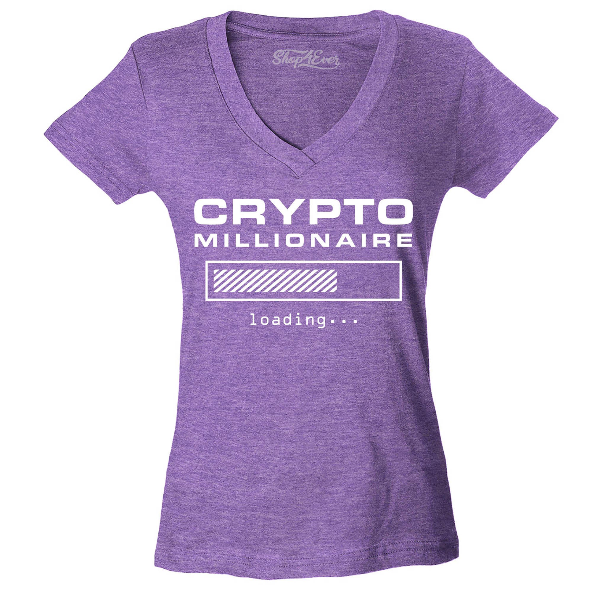 Crypto Millionaire Loading… Women's V-Neck T-Shirt Slim Fit