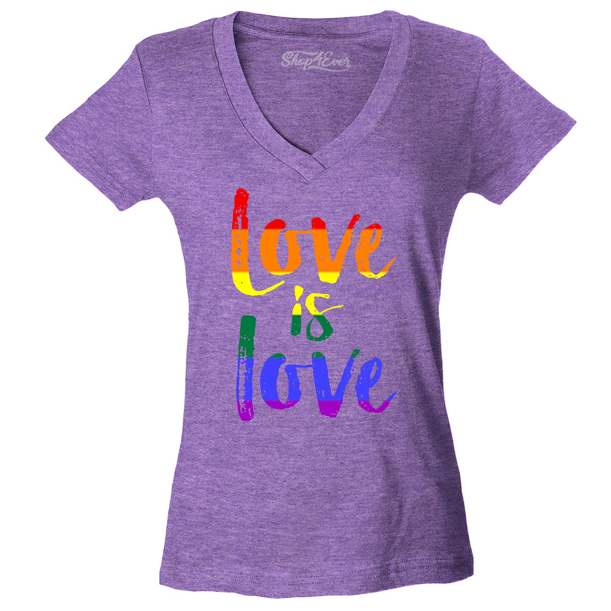Love is Love Women's V-Neck T-Shirt Gay Pride Shirts Slim FIT