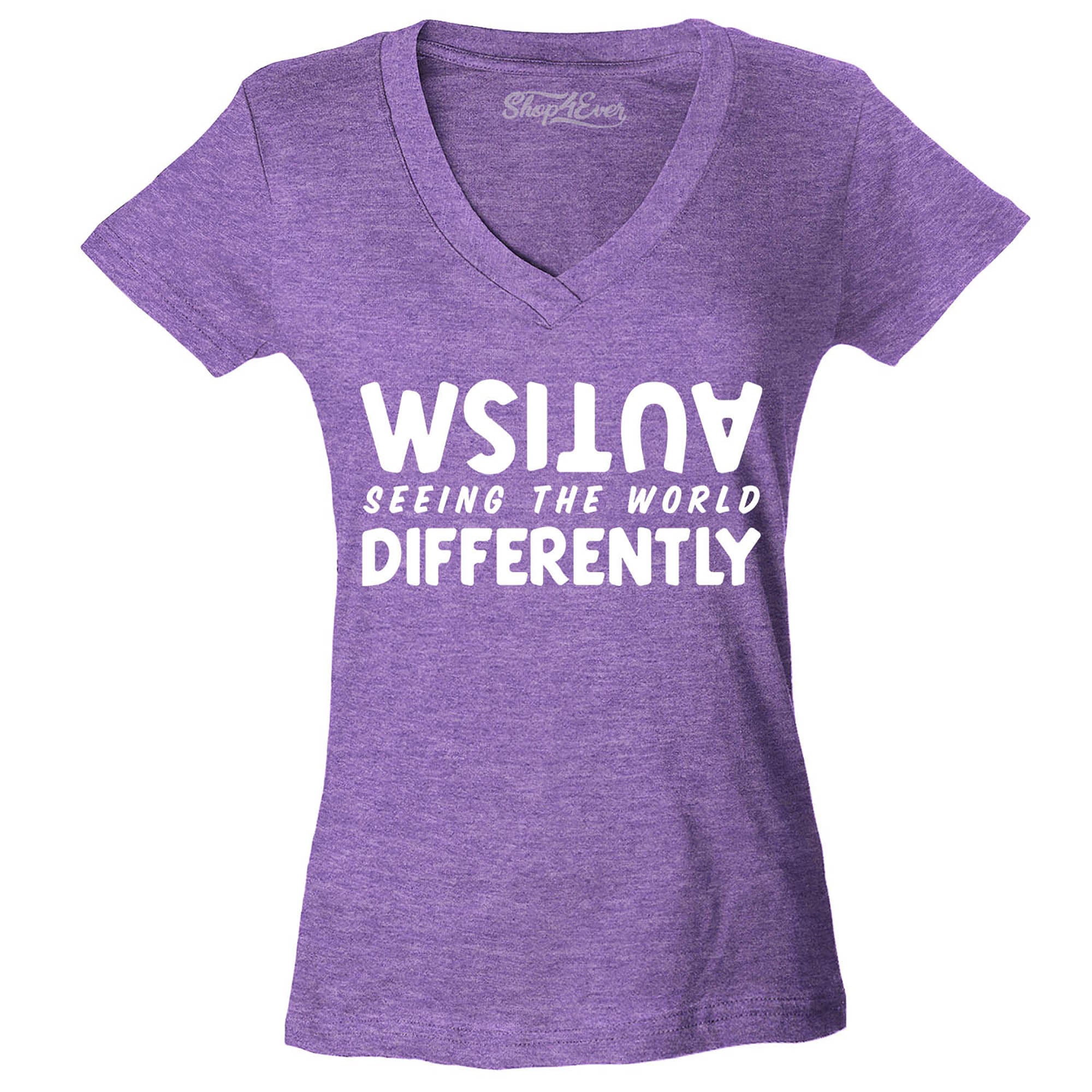 Autism Seeing The World Differently Women's V-Neck T-Shirt Slim Fit