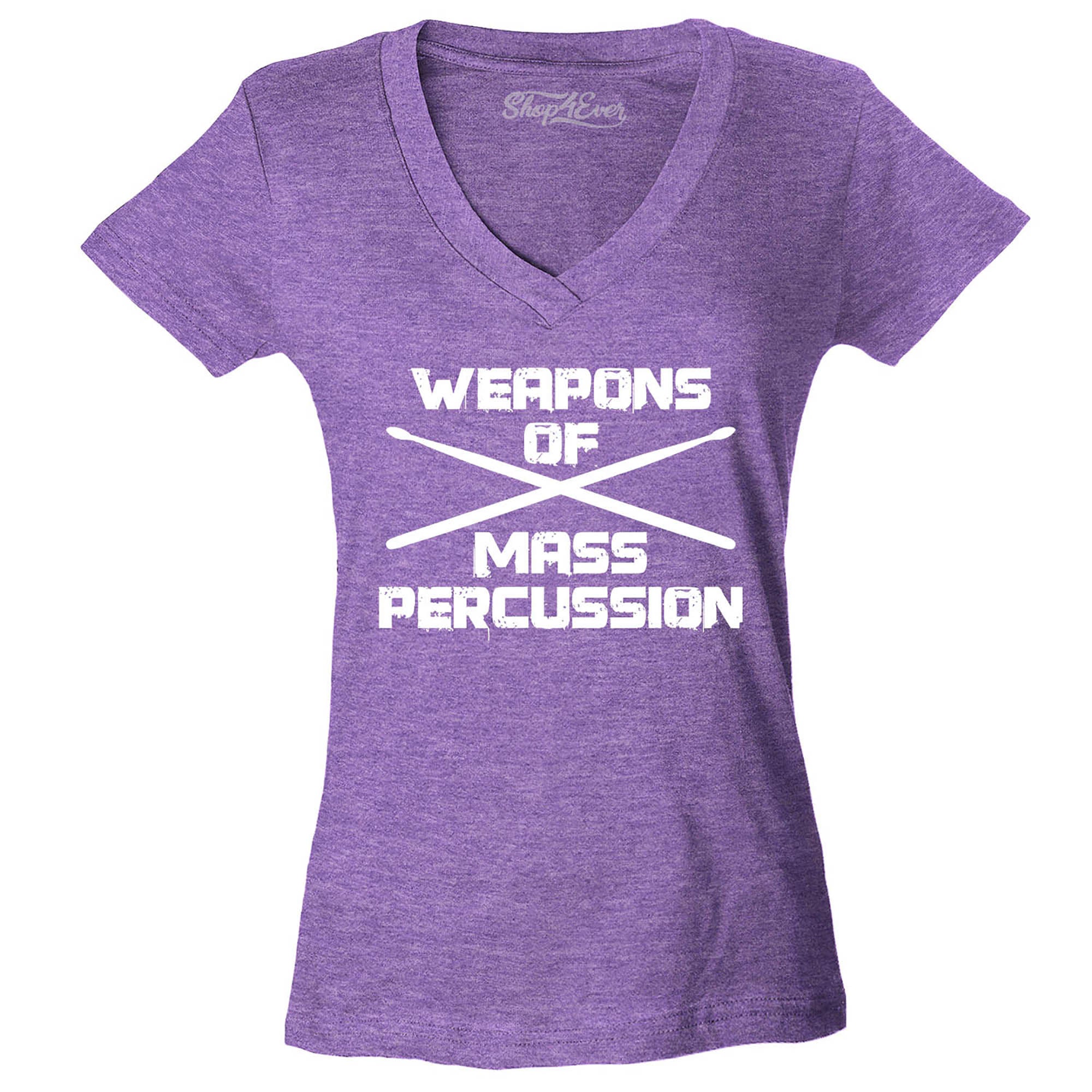 Weapons of Mass Percussion Drumsticks Drummer Women's V-Neck T-Shirt Slim Fit