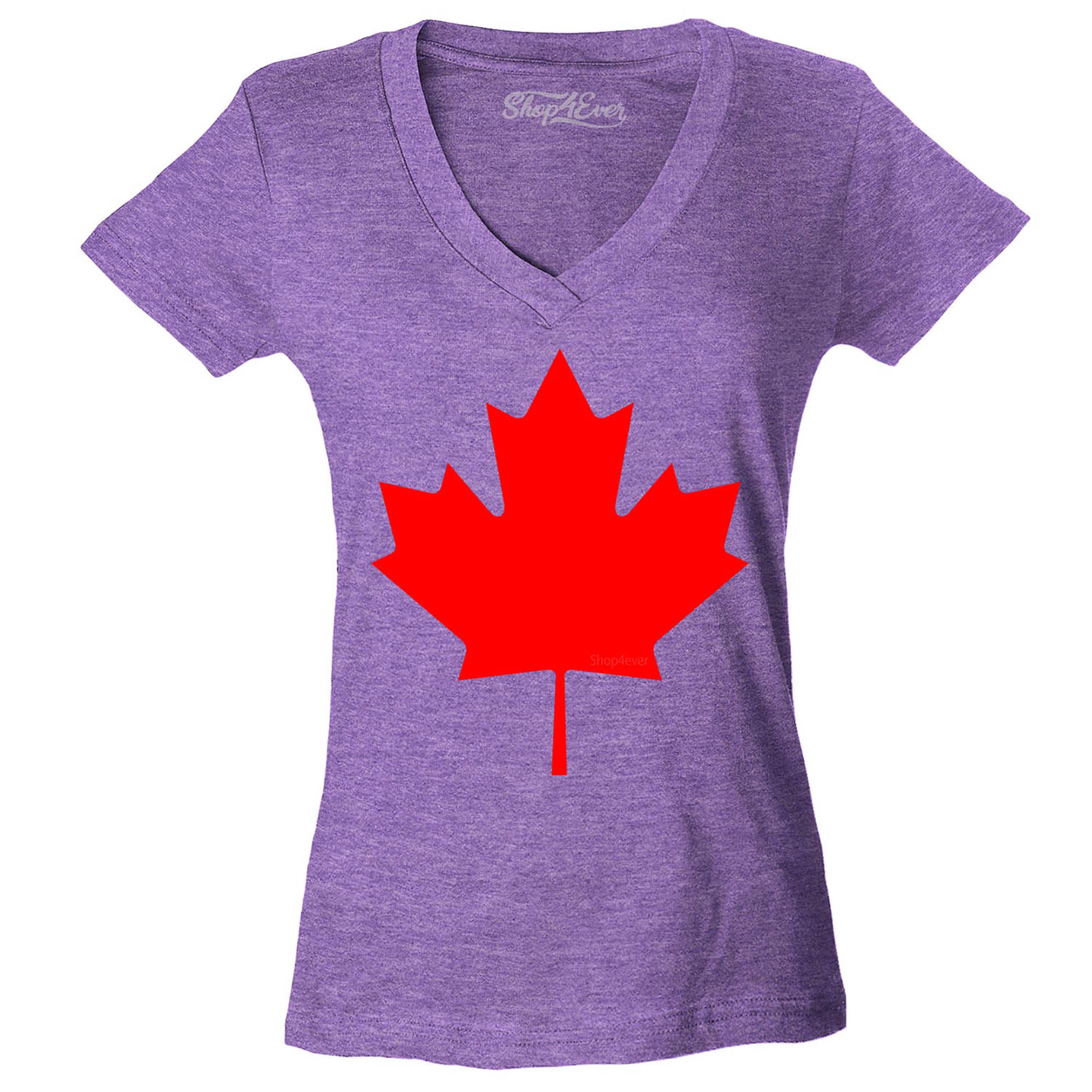 Canada Red Leaf Women's V-Neck T-Shirt Slim FIT
