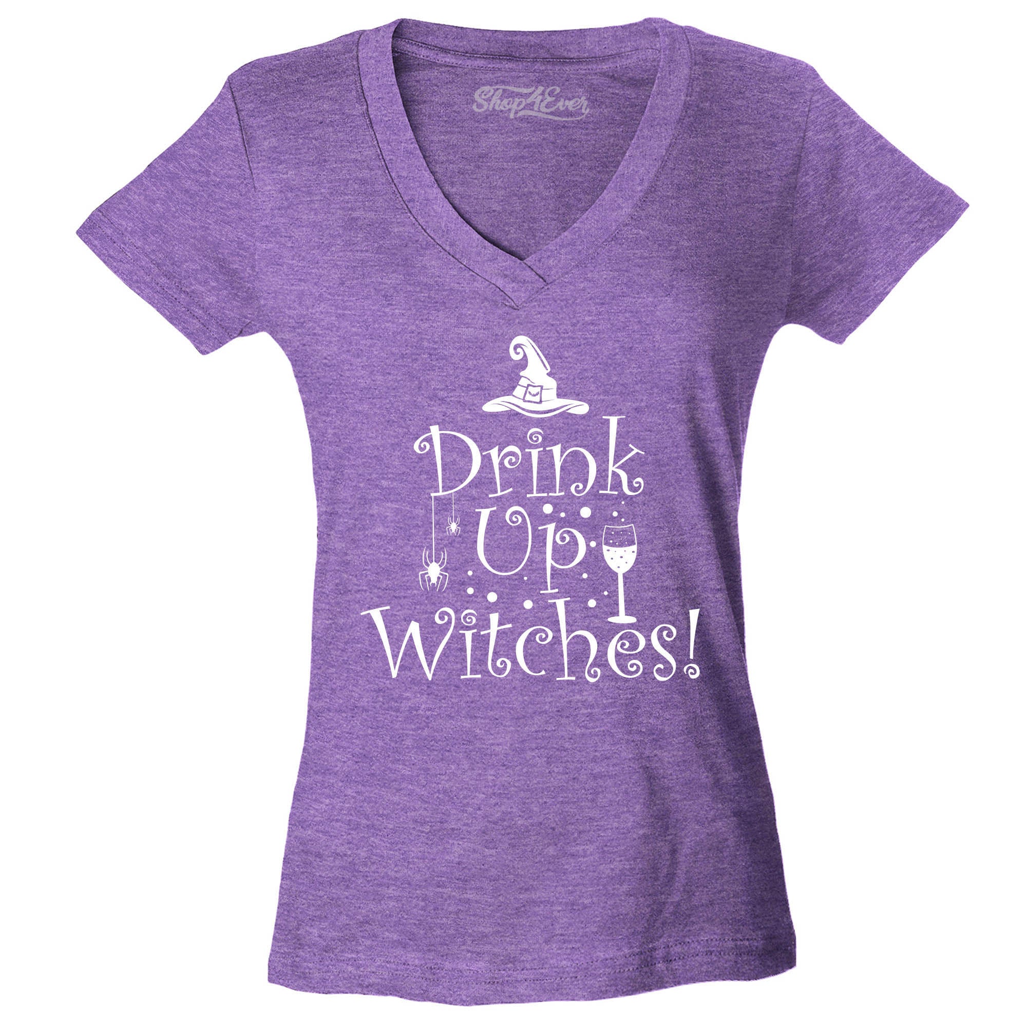 Drink Up Witches Funny Halloween Women's V-Neck T-Shirt Slim Fit
