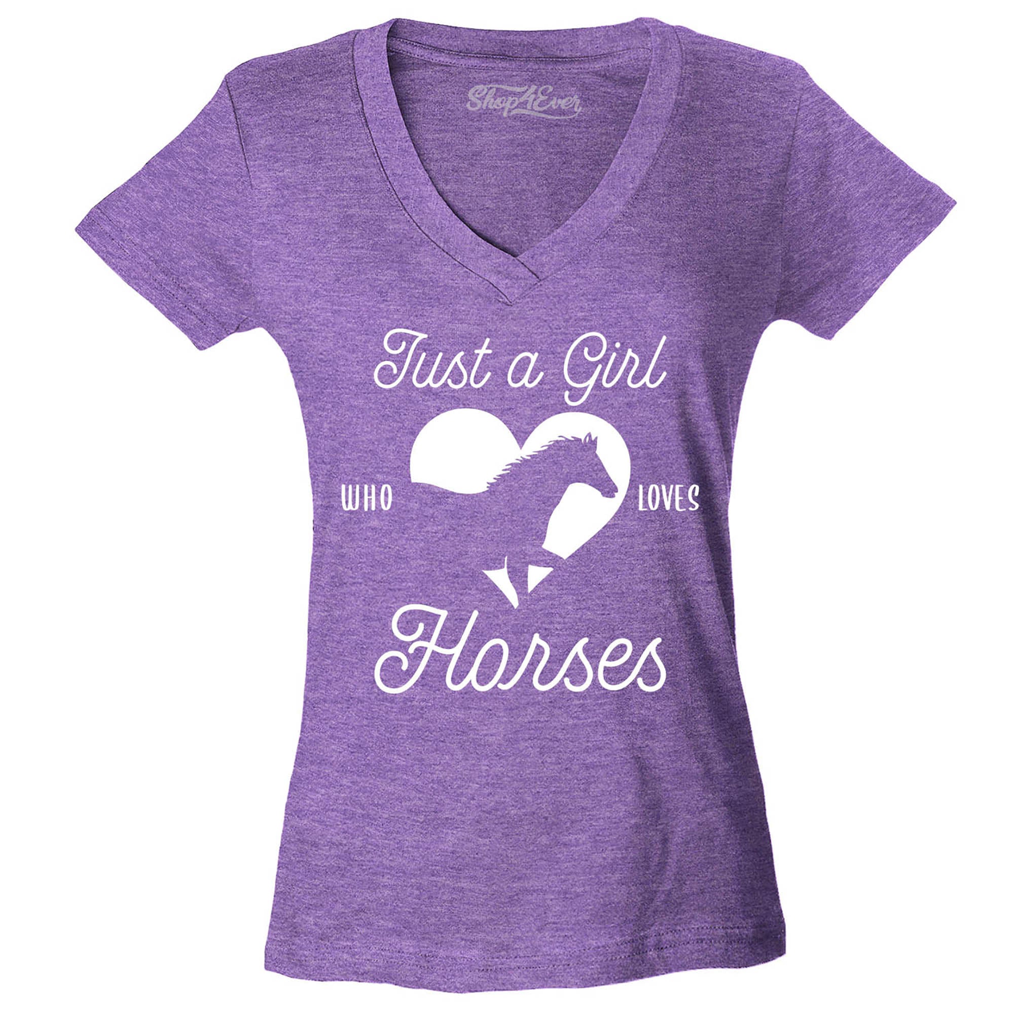 Just A Girl Who Loves Horses Women's V-Neck T-Shirt Slim Fit