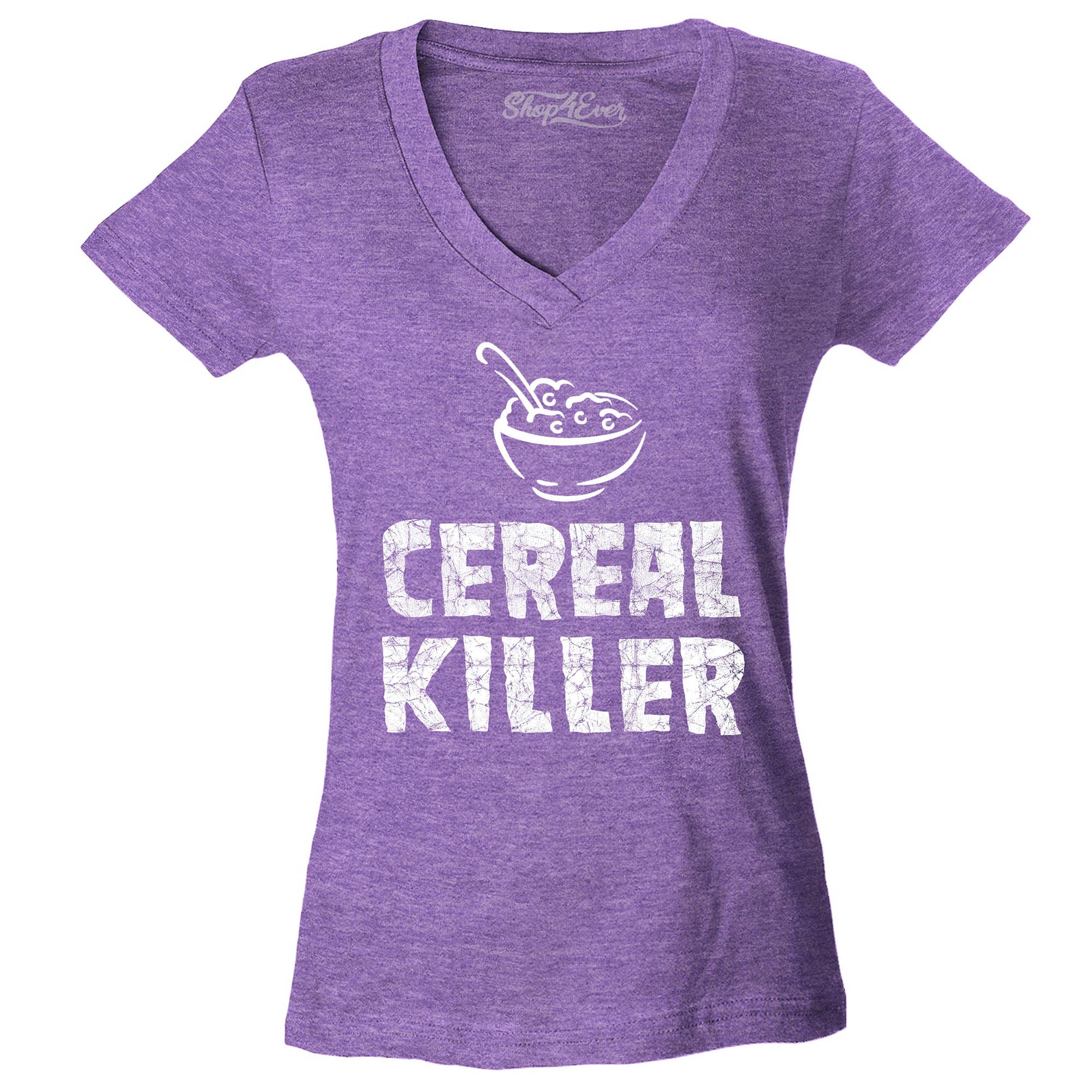 Cereal Killer Women's V-Neck T-Shirt Funny Shirts Slim FIT