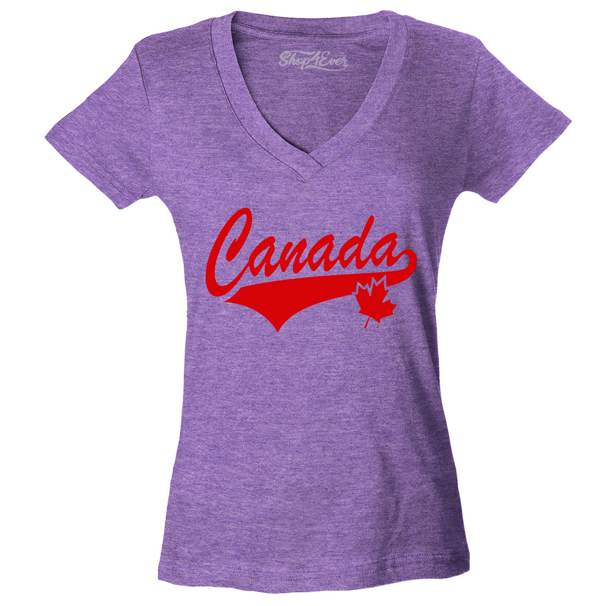 Canada Red Women's V-Neck T-Shirt Slim FIT