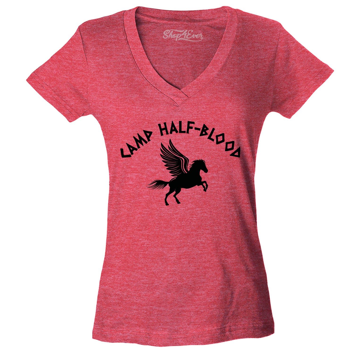 Camp Half Blood Black Women's V-Neck T-Shirt Slim FIT