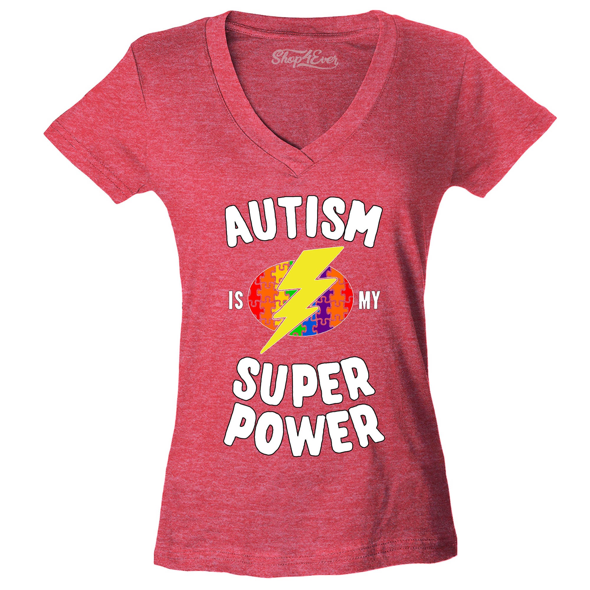 Autism is My Super Power Women's V-Neck T-Shirt Autism Awareness Shirts