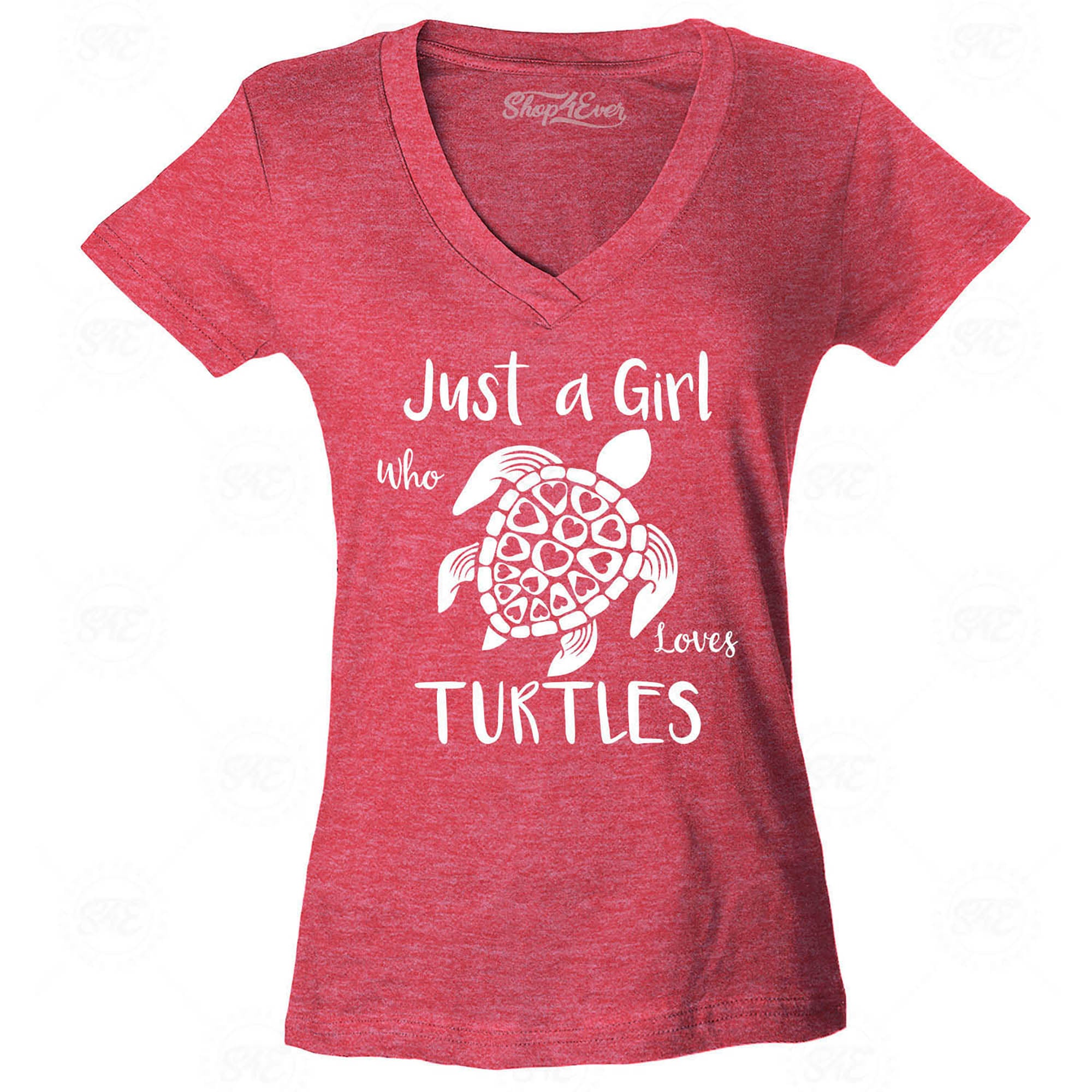 Just A Girl Who Loves Turtles Women's V-Neck T-Shirt Slim Fit