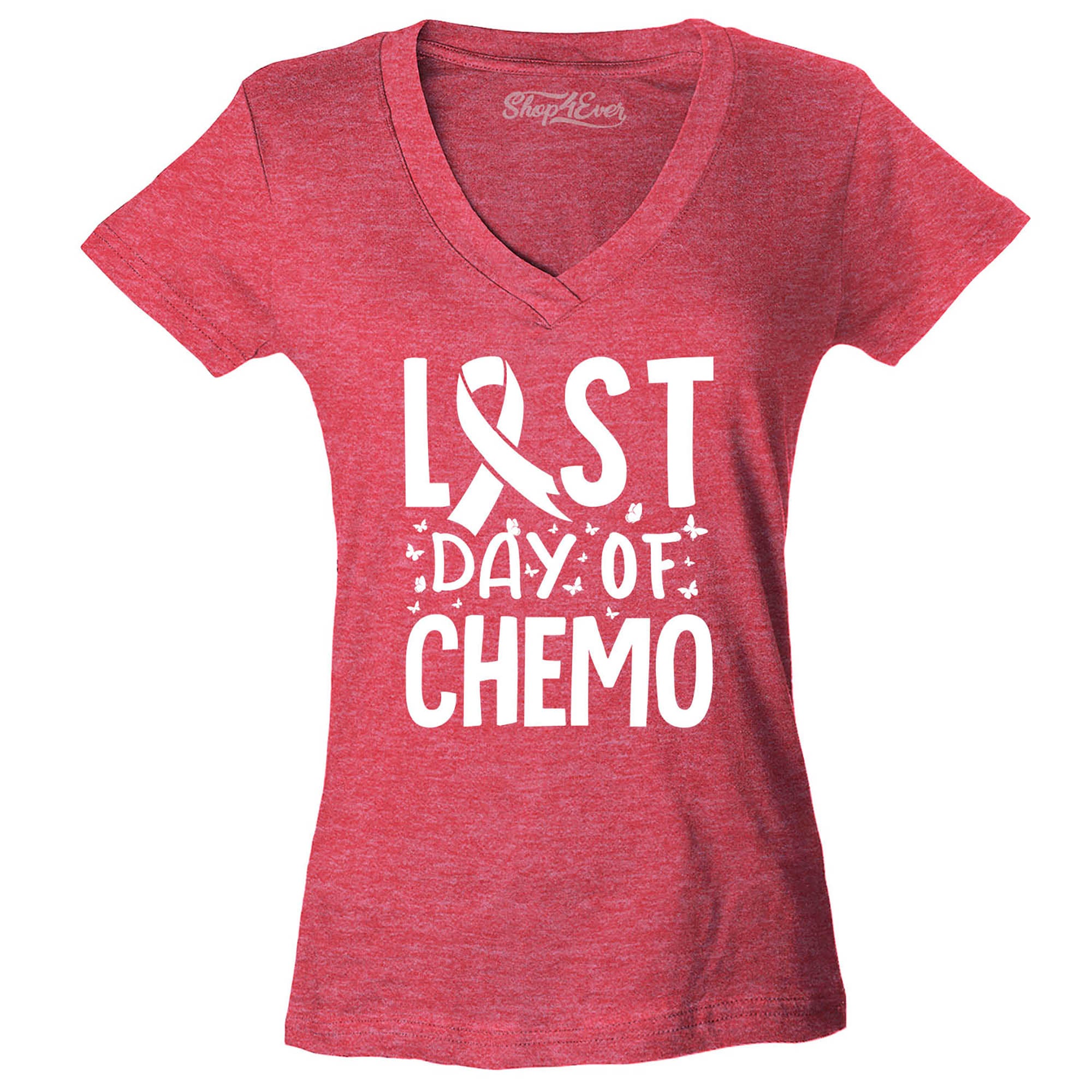 Last Day of Chemo Celebrate Cancer Survivor Women's V-Neck T-Shirt Slim Fit
