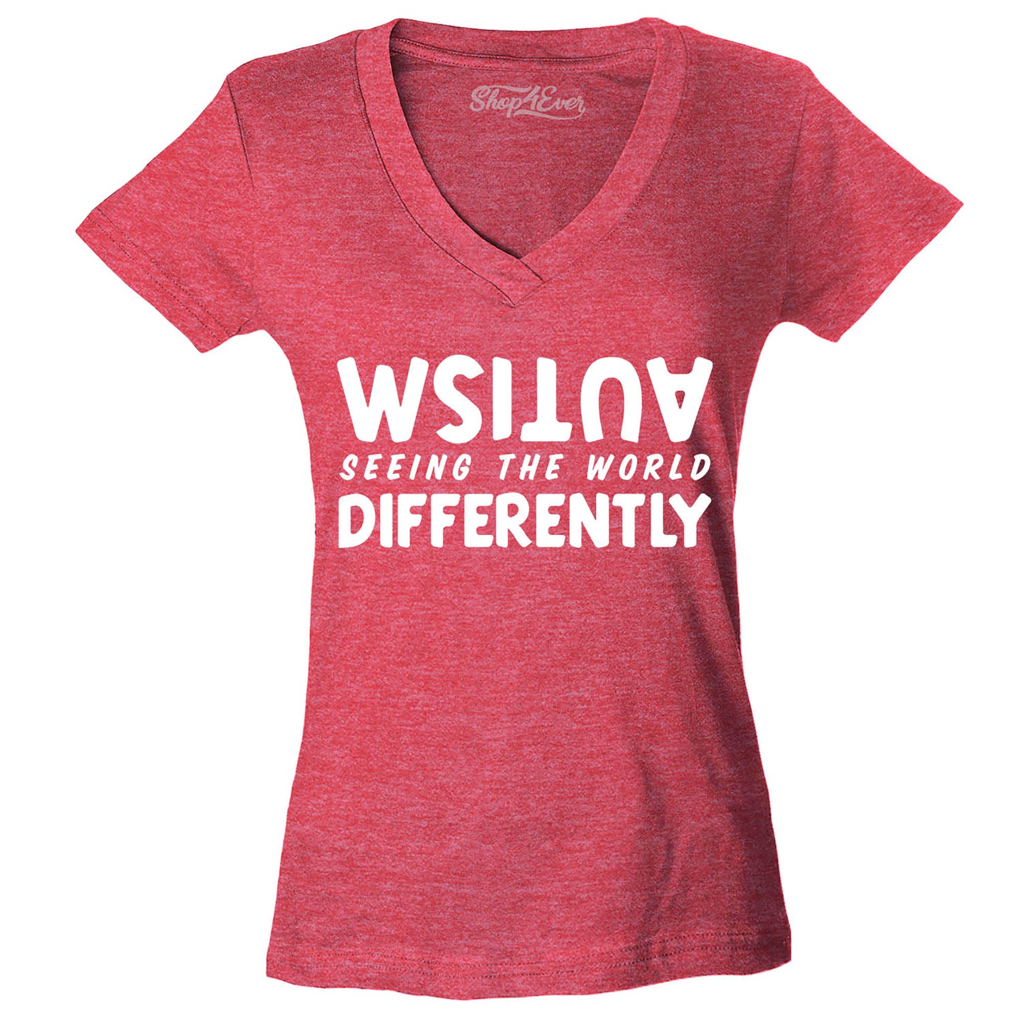 Autism Seeing The World Differently Women's V-Neck T-Shirt Slim Fit