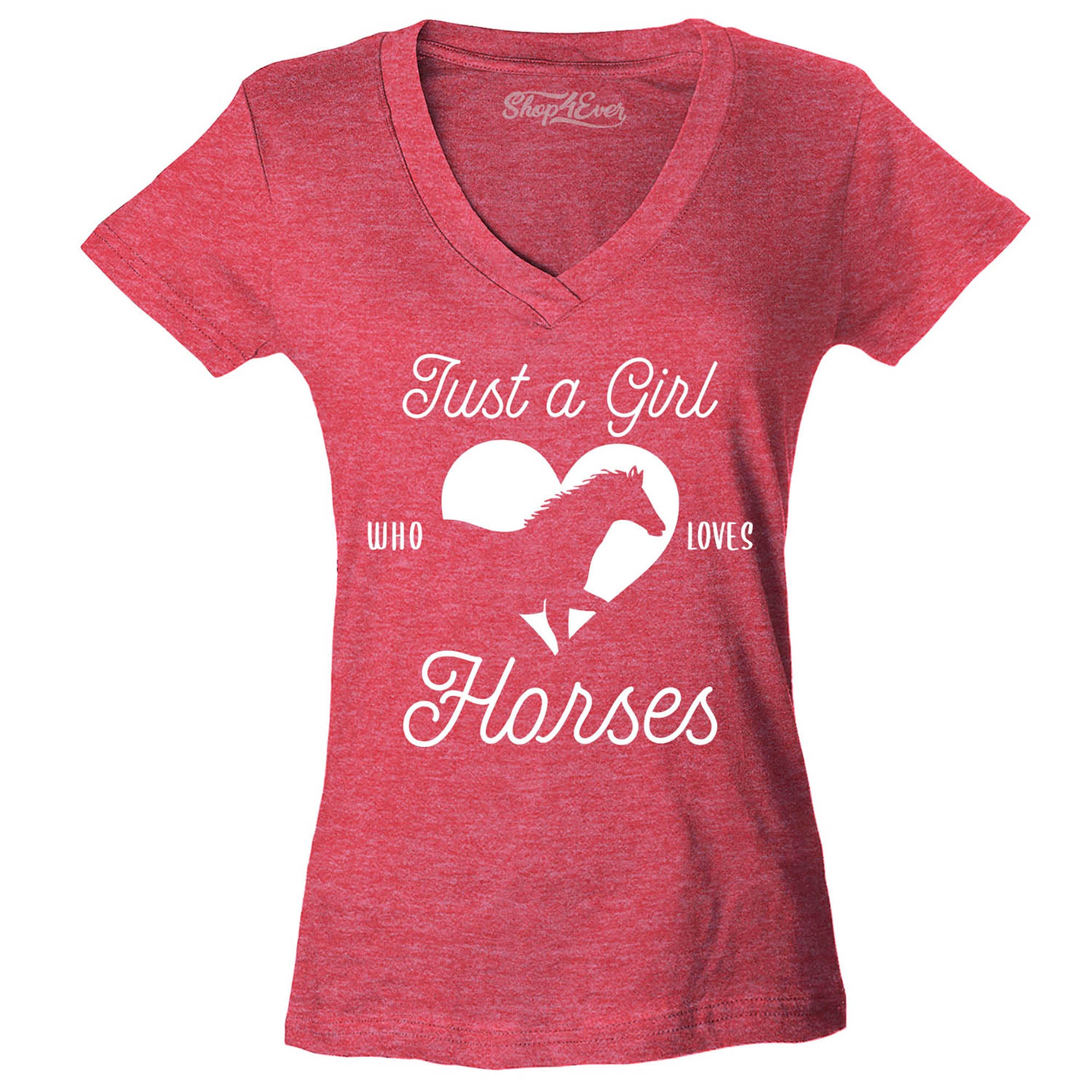 Just A Girl Who Loves Horses Women's V-Neck T-Shirt Slim Fit