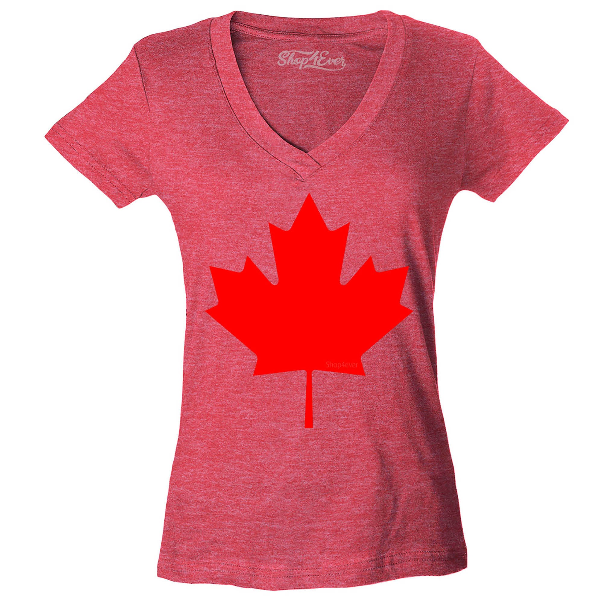 Canada Red Leaf Women's V-Neck T-Shirt Slim FIT