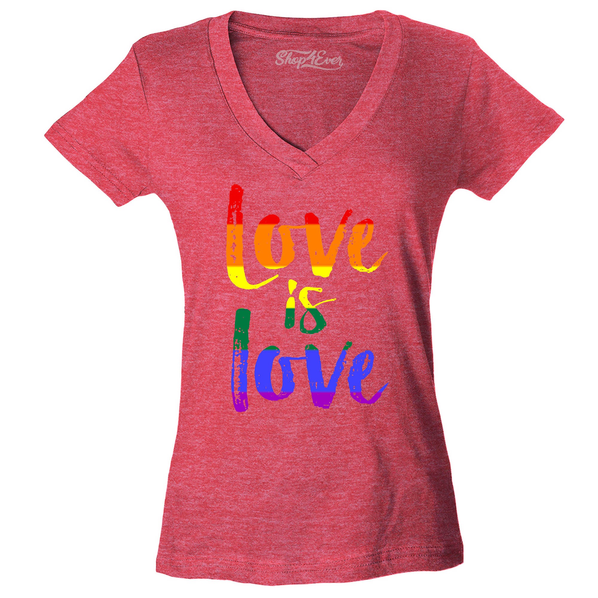 Love is Love Women's V-Neck T-Shirt Gay Pride Shirts Slim FIT