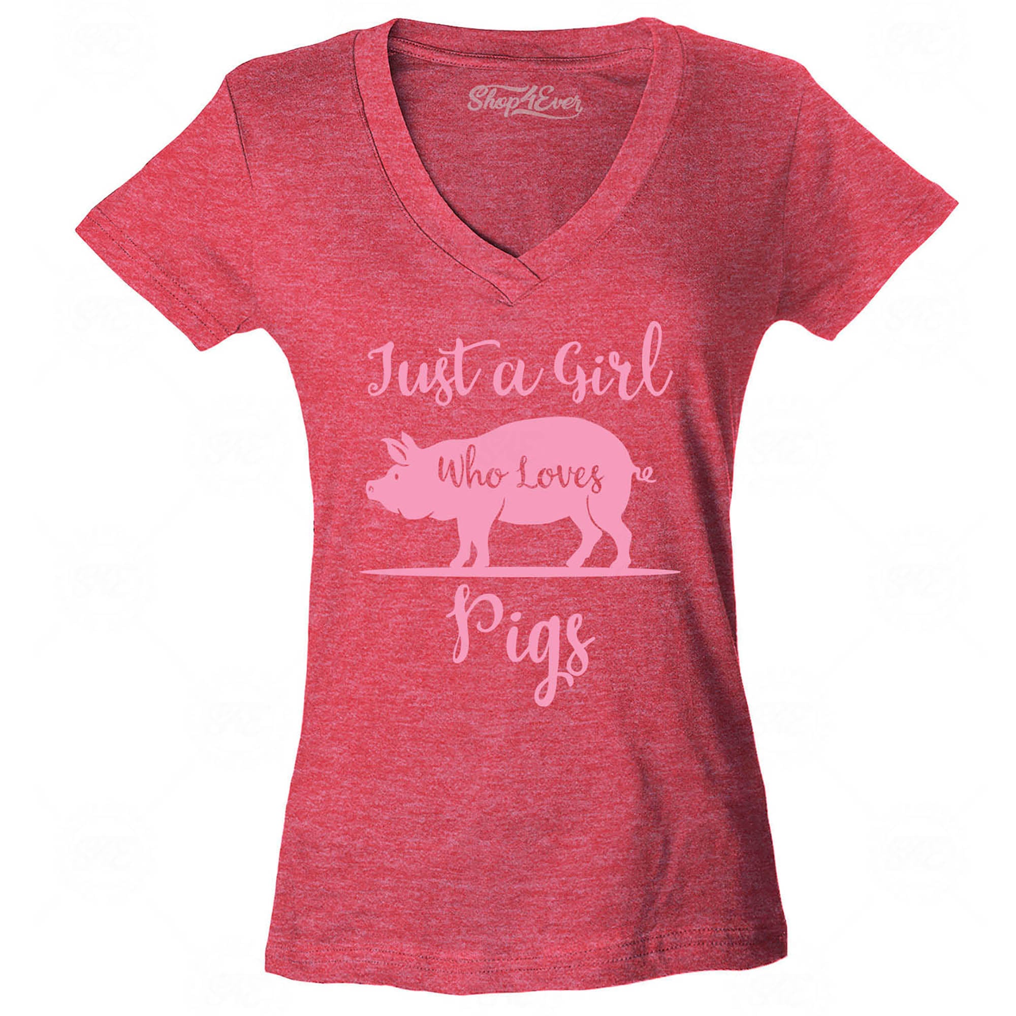 Just A Girl Who Loves Pigs Women's V-Neck T-Shirt Slim Fit