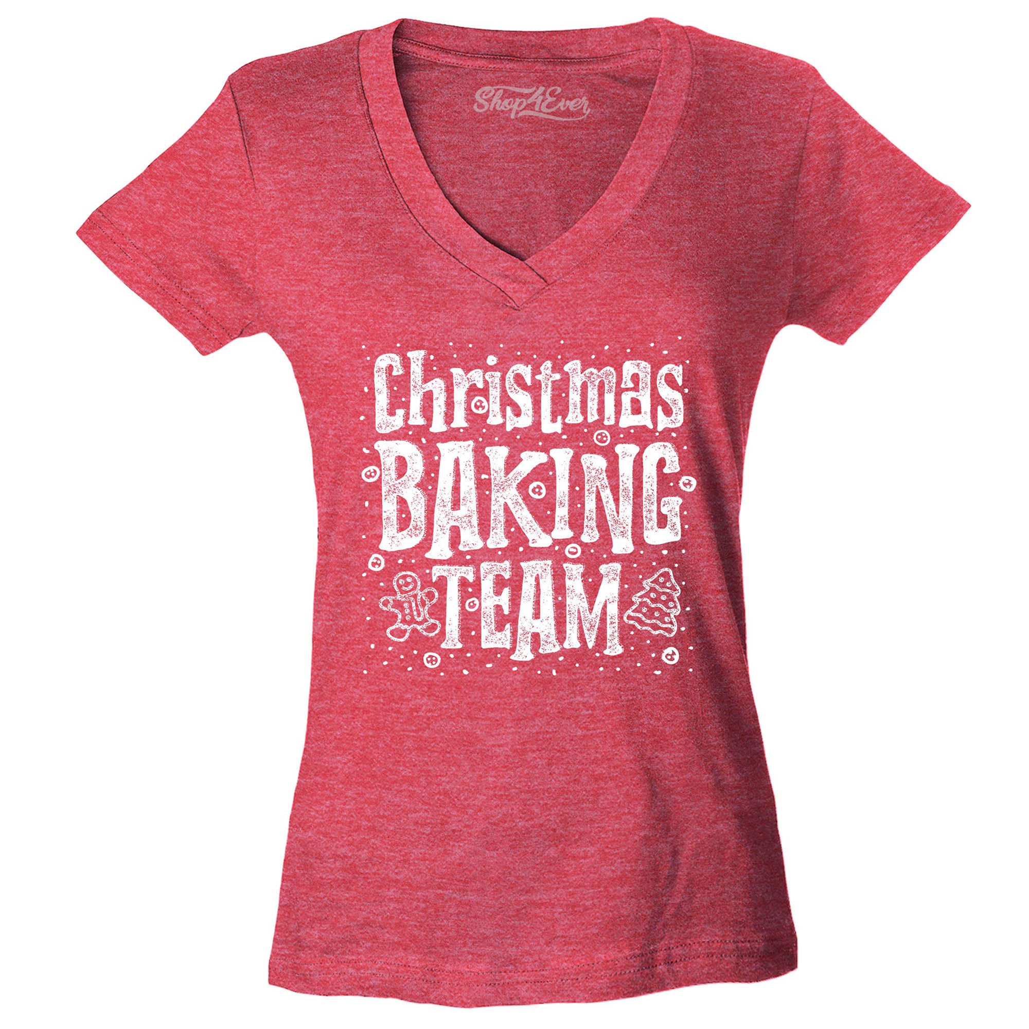Christmas Baking Team Women's V-Neck T-Shirt Slim Fit