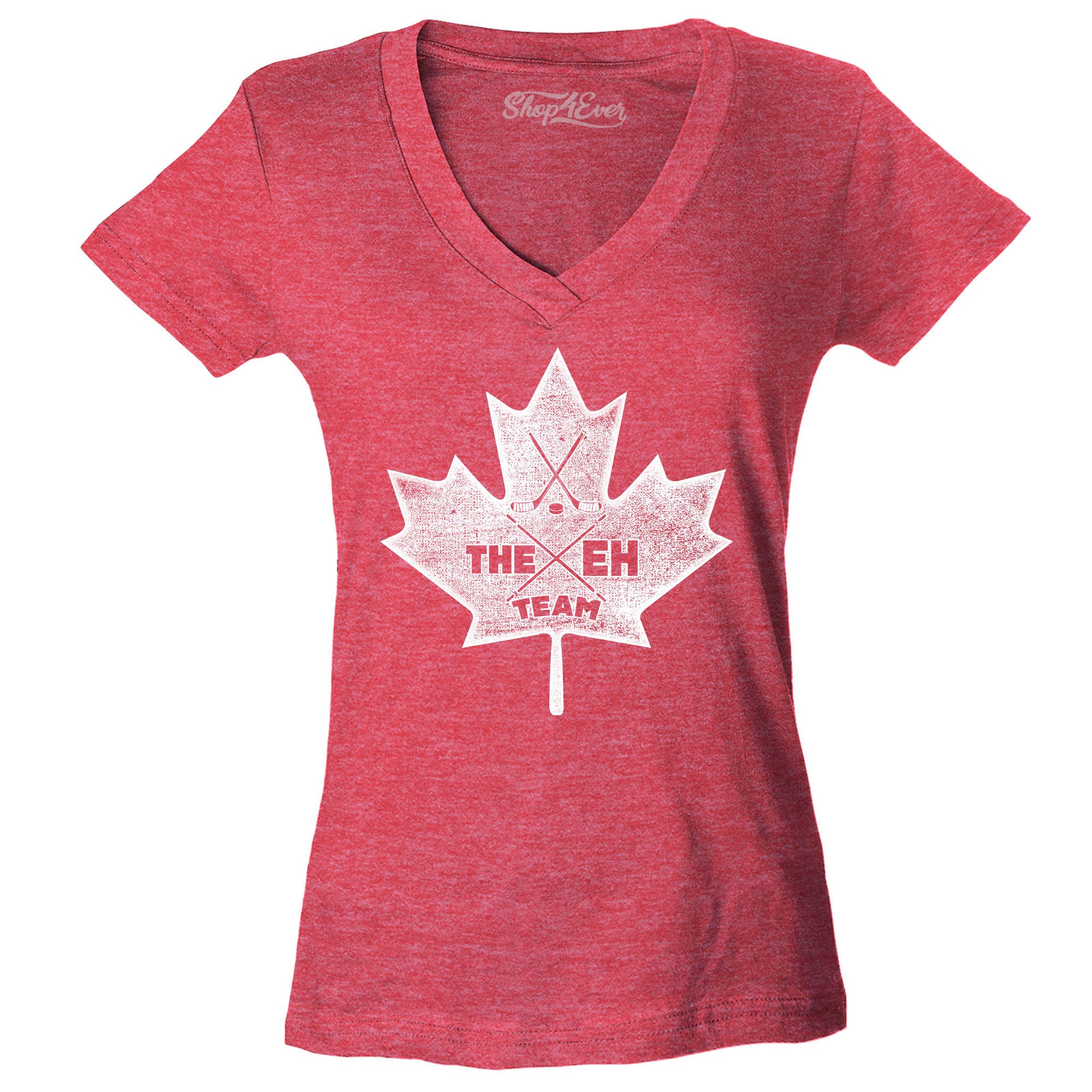 Canada Leaf The EH Team Canadian Pride Women's V-Neck T-Shirt Slim Fit