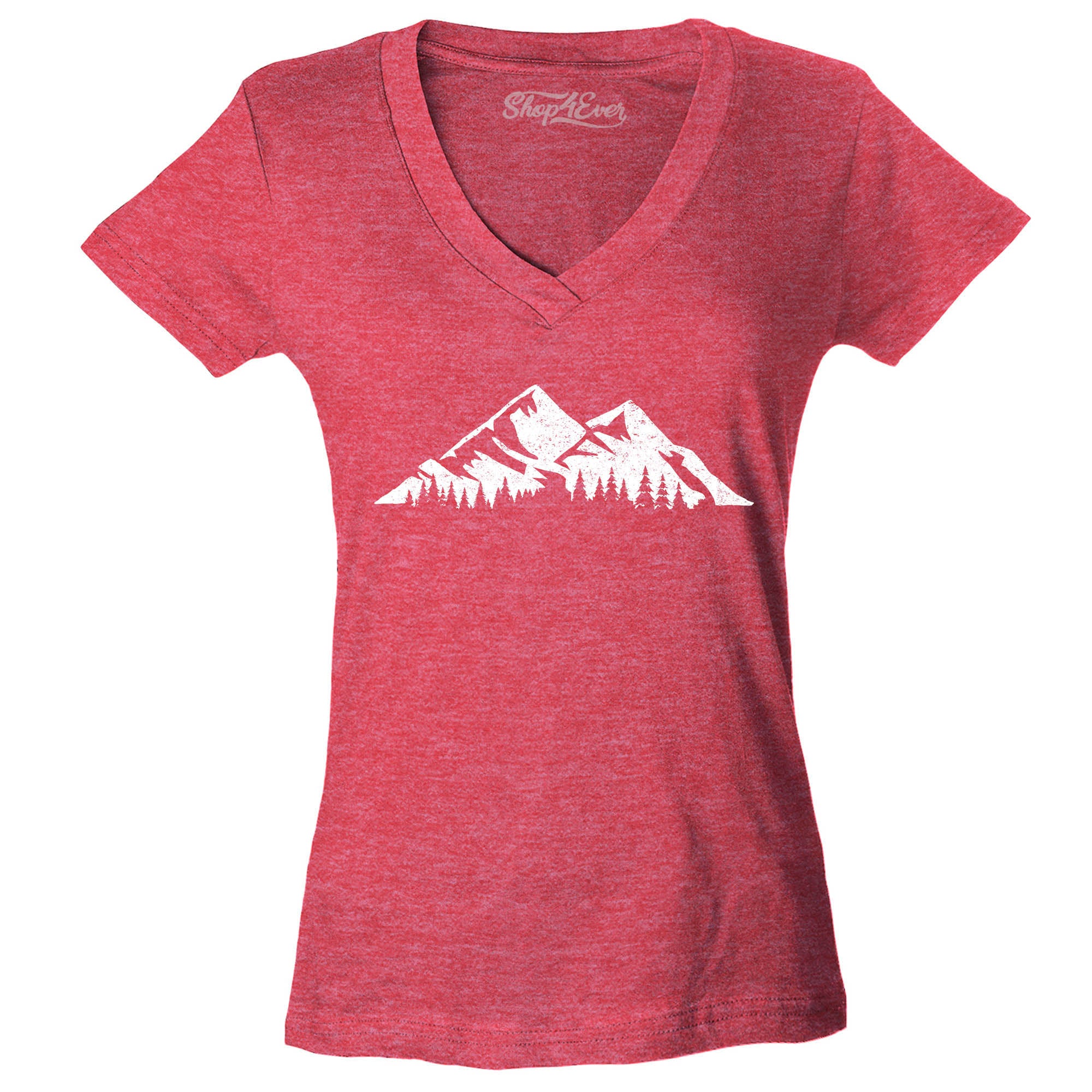 Mountains Scenery Nature Wildlife Women's V-Neck T-Shirt Slim Fit