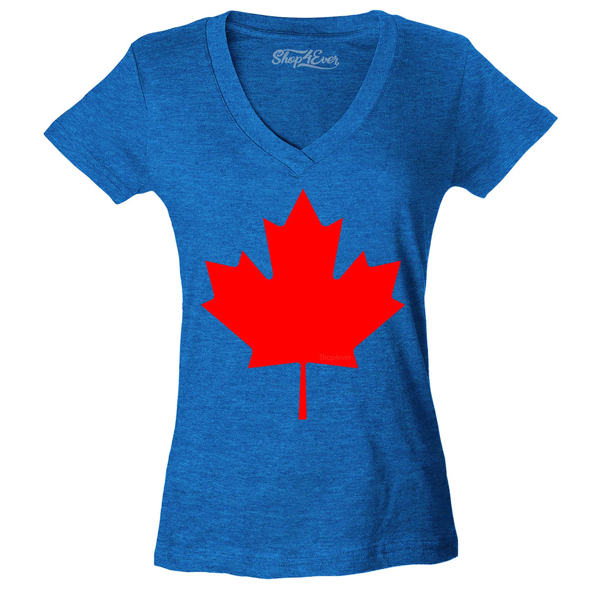 Canada Red Leaf Women's V-Neck T-Shirt Slim FIT