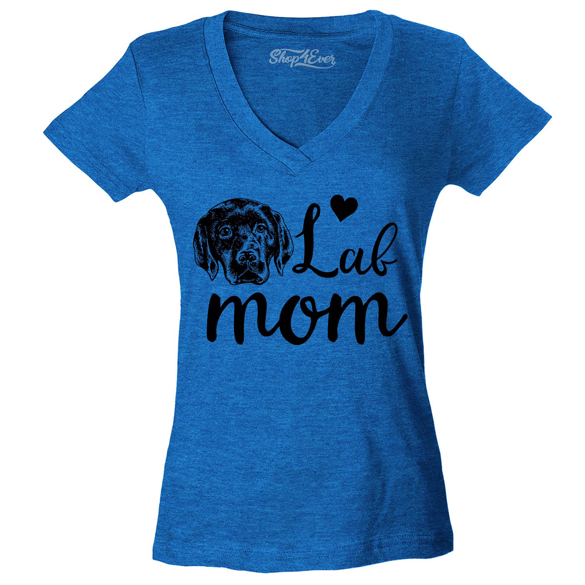 Black Lab Mom Women's V-Neck T-Shirt Slim Fit