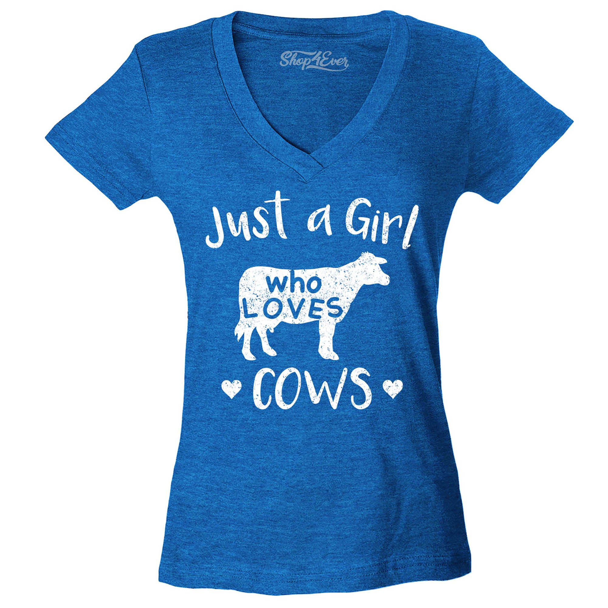 Just A Girl Who Loves Cows Women's V-Neck T-Shirt Slim Fit
