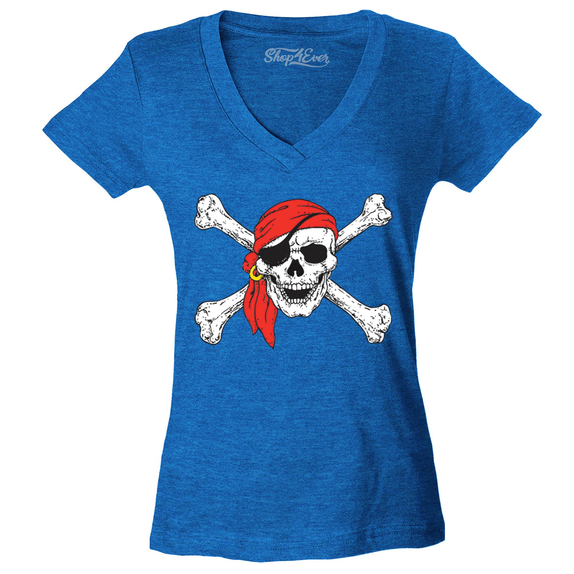 Pirate Buccaneer Costume Women's V-Neck T-Shirt Slim FIT