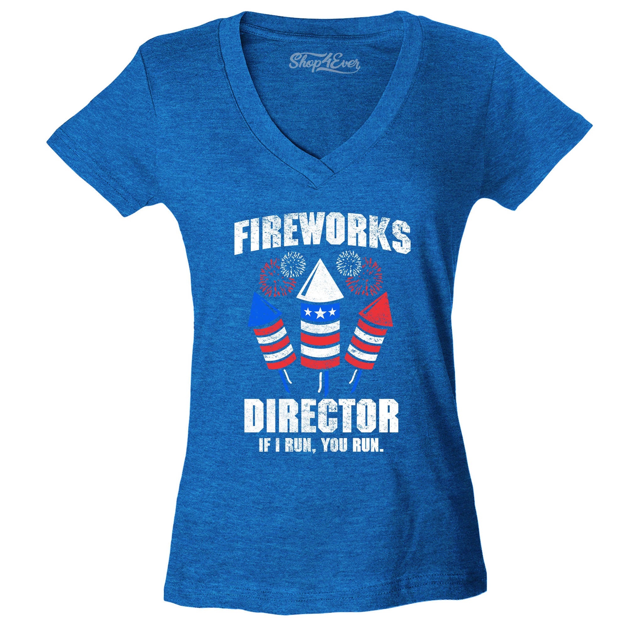 Fireworks Director 4th of July Women's V-Neck T-Shirt Slim Fit