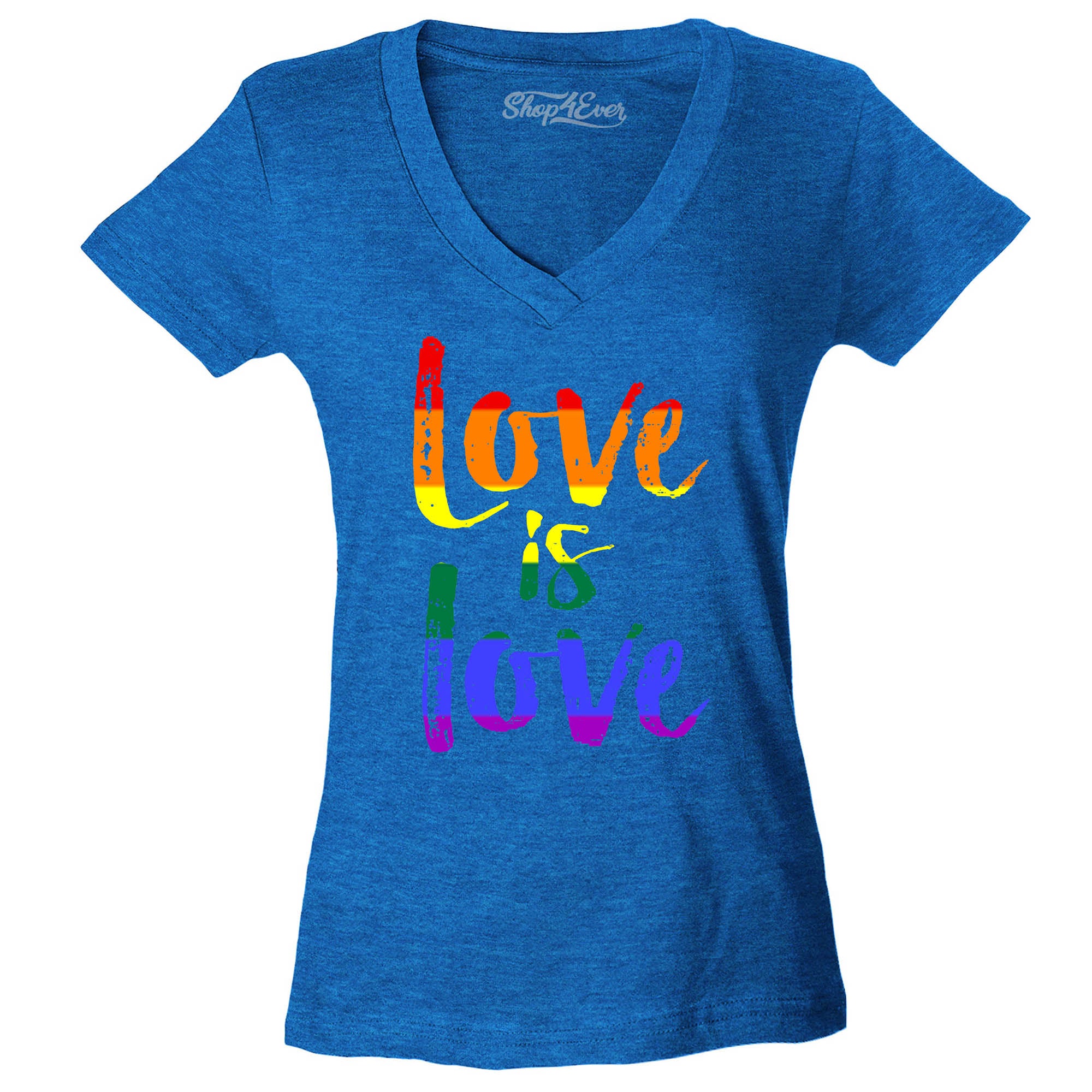 Love is Love Women's V-Neck T-Shirt Gay Pride Shirts Slim FIT