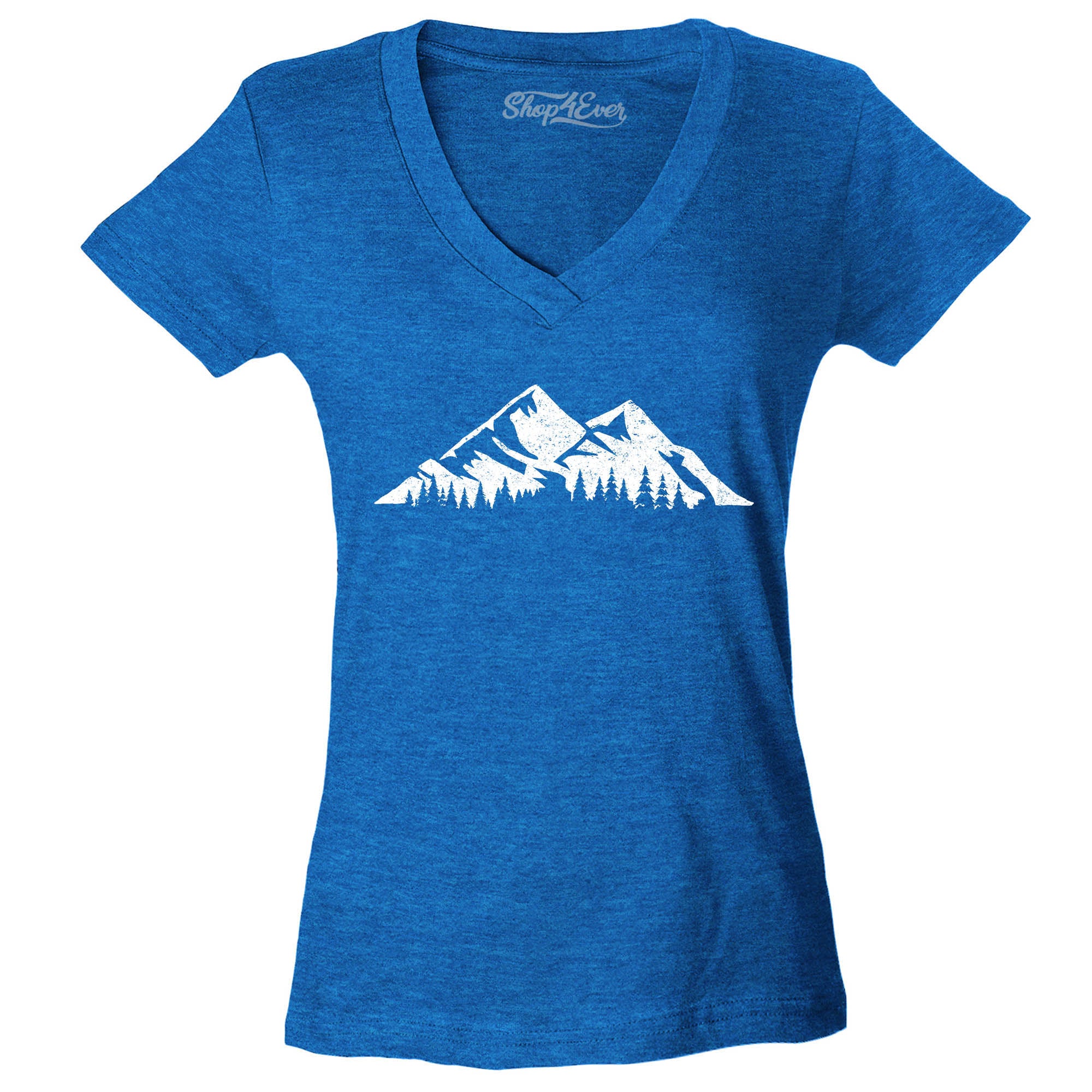 Mountains Scenery Nature Wildlife Women's V-Neck T-Shirt Slim Fit