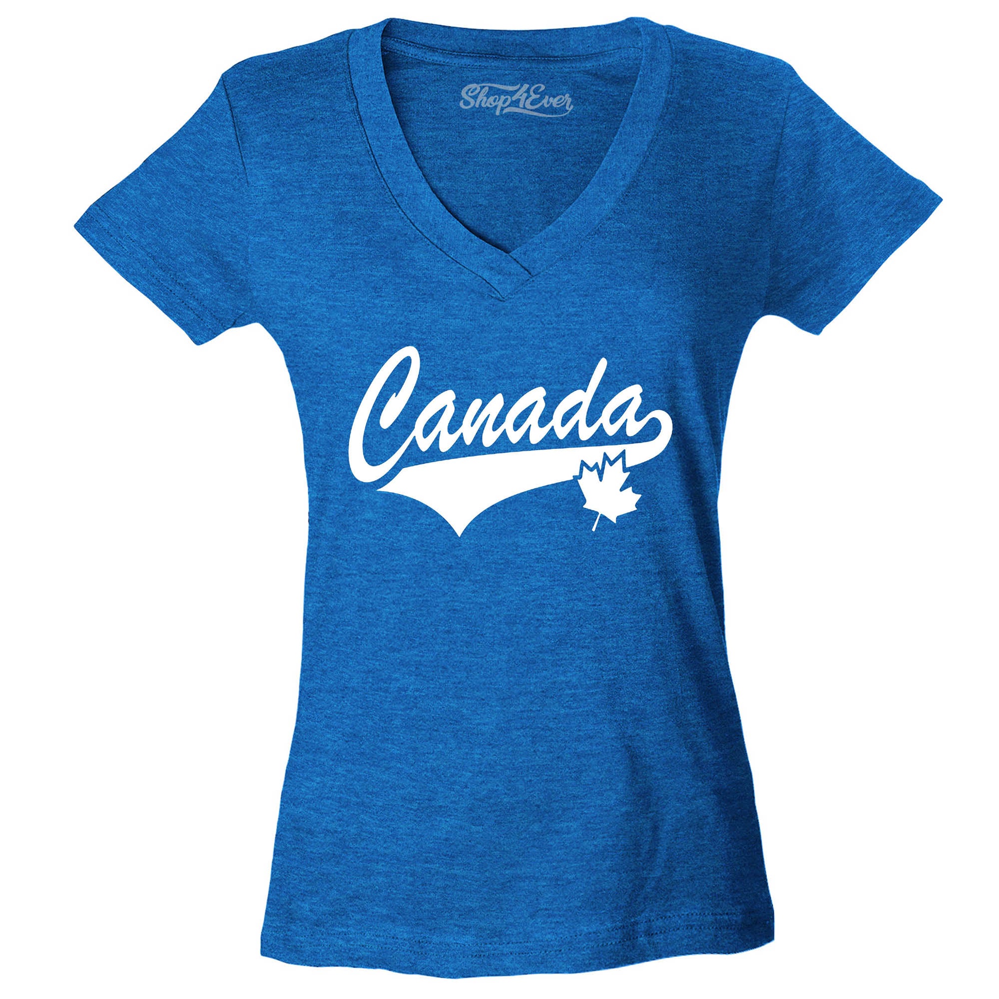 Canada White Women's V-Neck T-Shirt Slim FIT