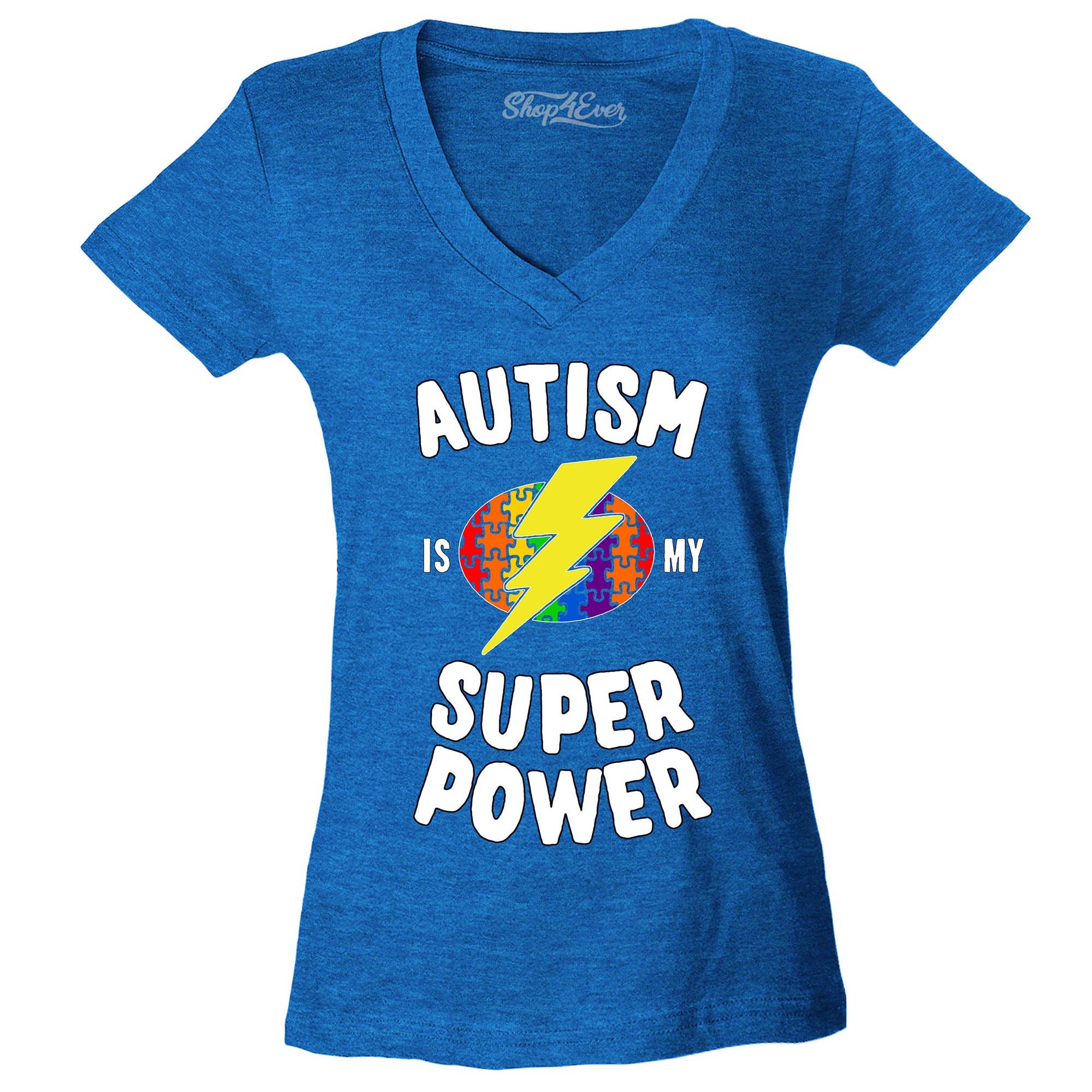 Autism is My Super Power Women's V-Neck T-Shirt Autism Awareness Shirts